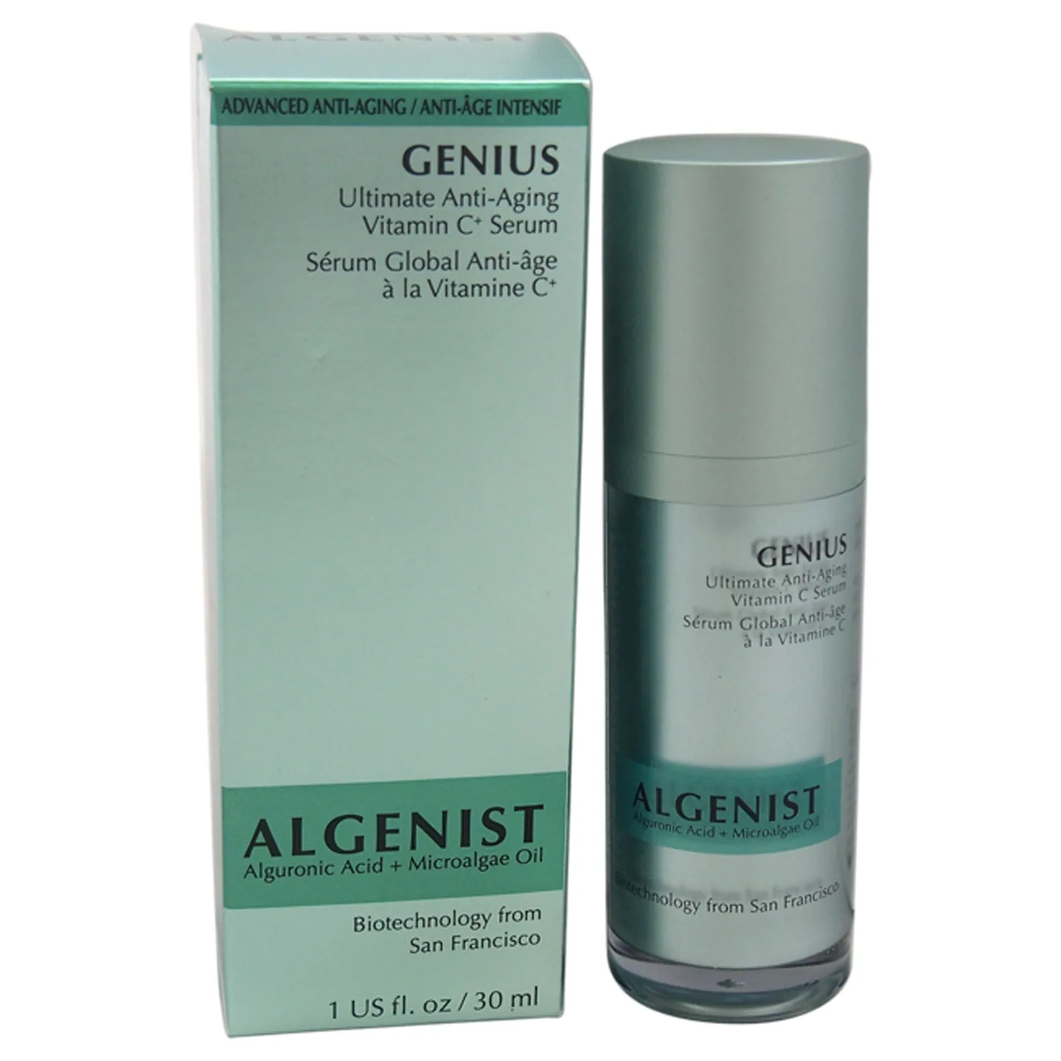 Algenist GENIUS Ultimate Anti-Aging Vitamin C+ Serum - Vegan Brightening Serum with Alguronic Acid & Microalgae Oil - Non-Comedogenic & Hypoallergenic Skincare
