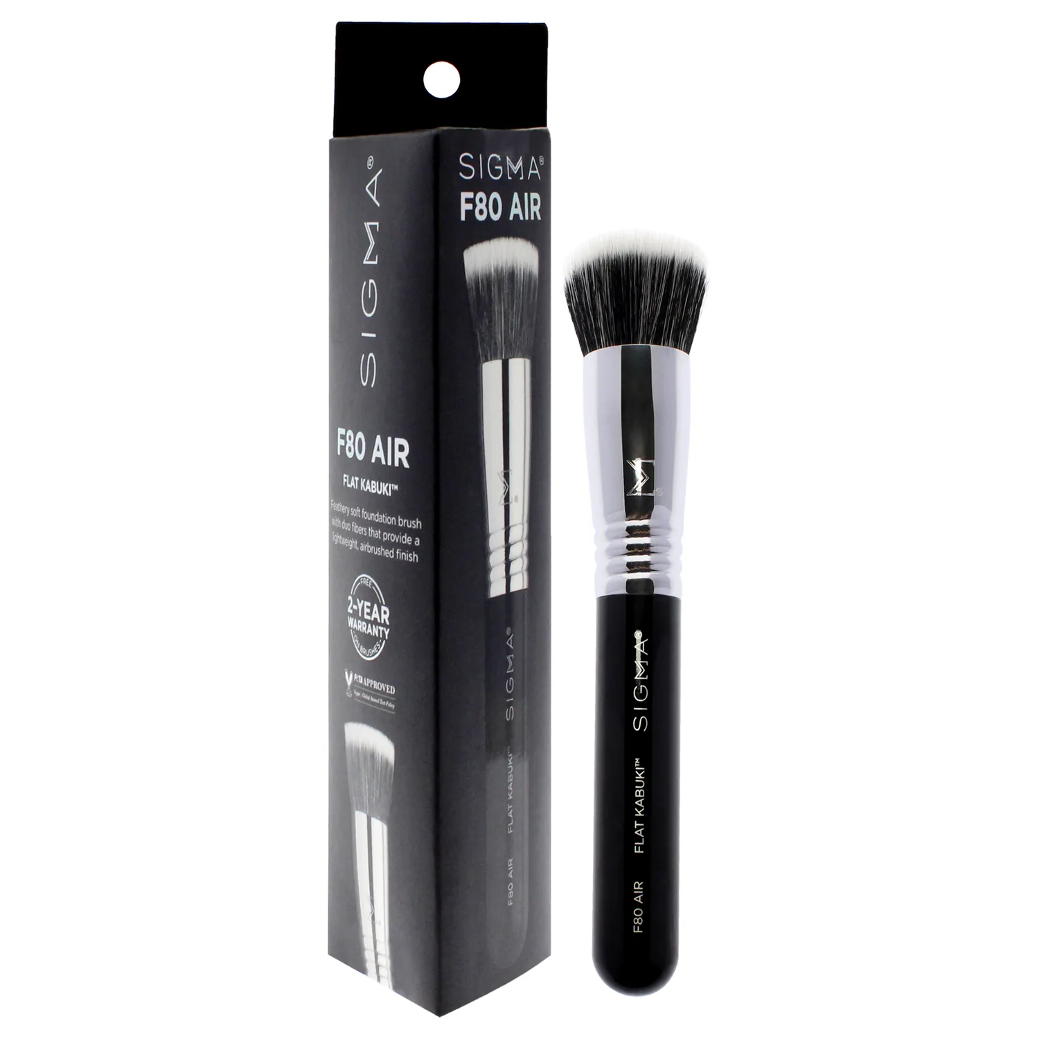 Sigma Beauty F82 Round Kabuki Brush – Kabuki Foundation Brush for Buffing Mineral Powder, Kabuki Makeup Brush for Blended, Natural Looking Finish (1 Brush)