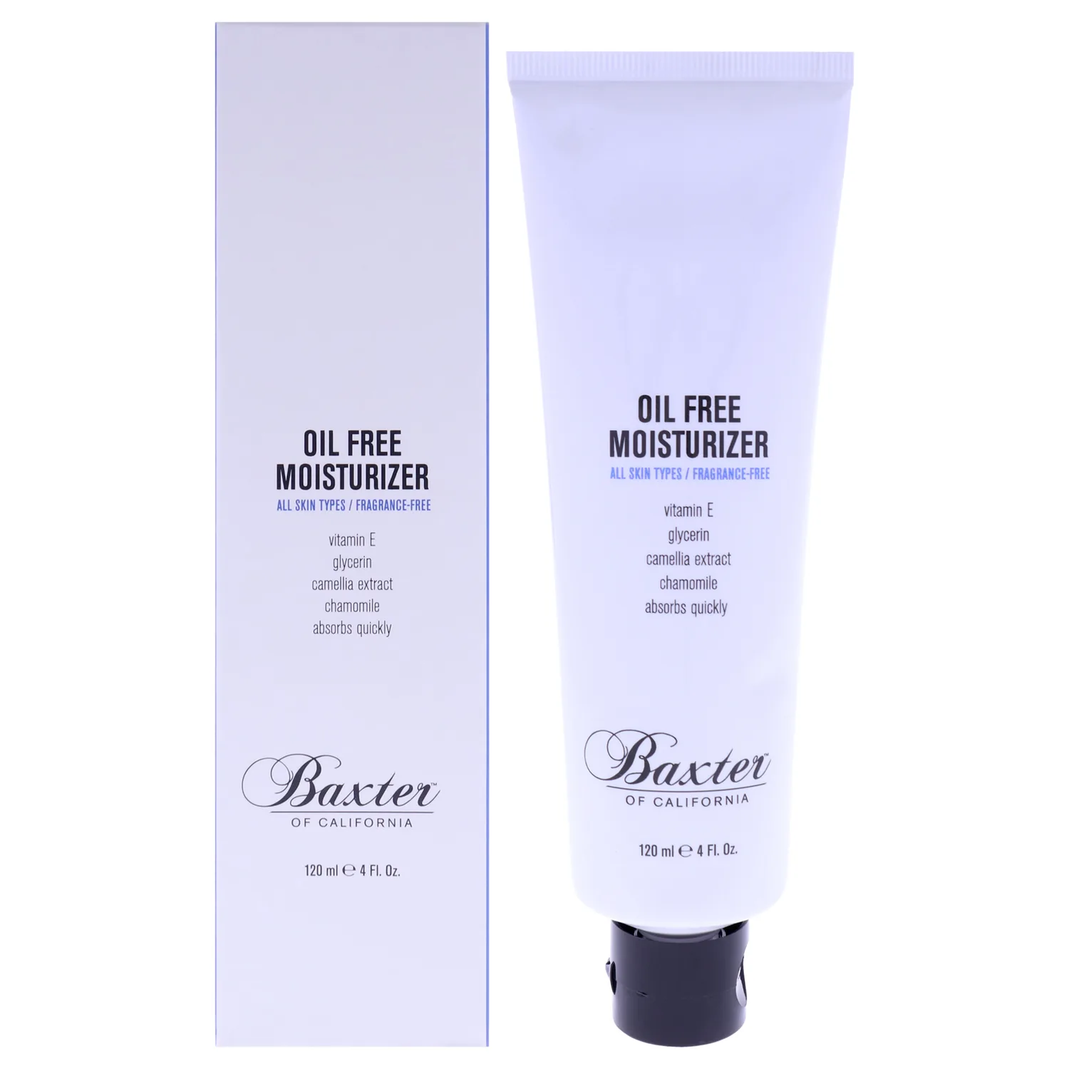Baxter of California Oil Free Face Moisturizer for Men | Lightweight | Fragrance Free | All Skin Types | 4 Fl Oz