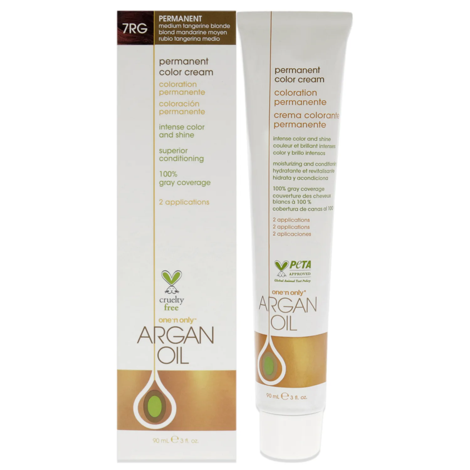 One N' Only Argan Oil Permanent Color Cream - 7RG Medium Tangerine Blonde 3 oz