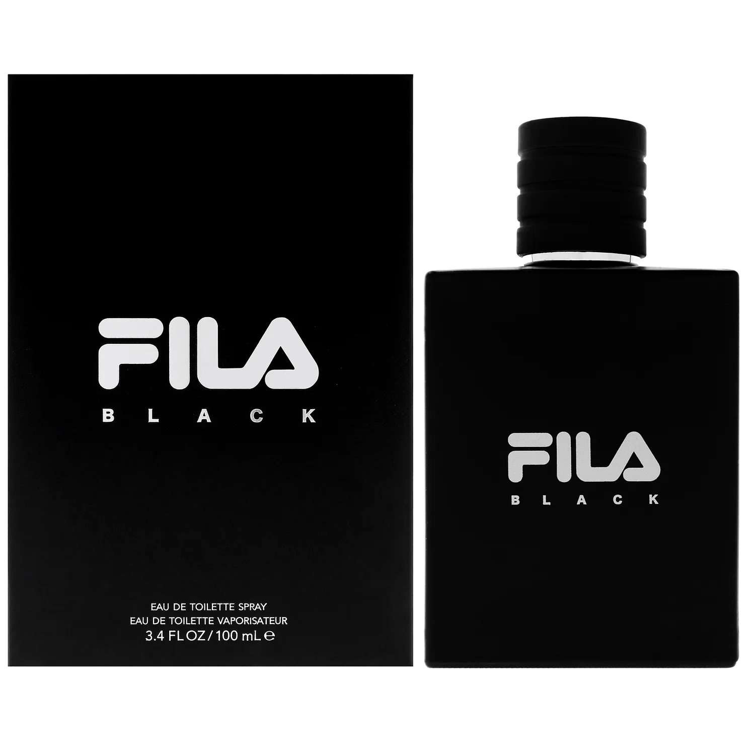 FILA BLACK for Men - Invigorating Spicy And Floral Fragrance For Him - Extra Strength, Long Lasting Scent Payoff For All-Day Wear - Trendy, Rectangular, Streamlined, Portable Bottle Design - 3.4 Oz