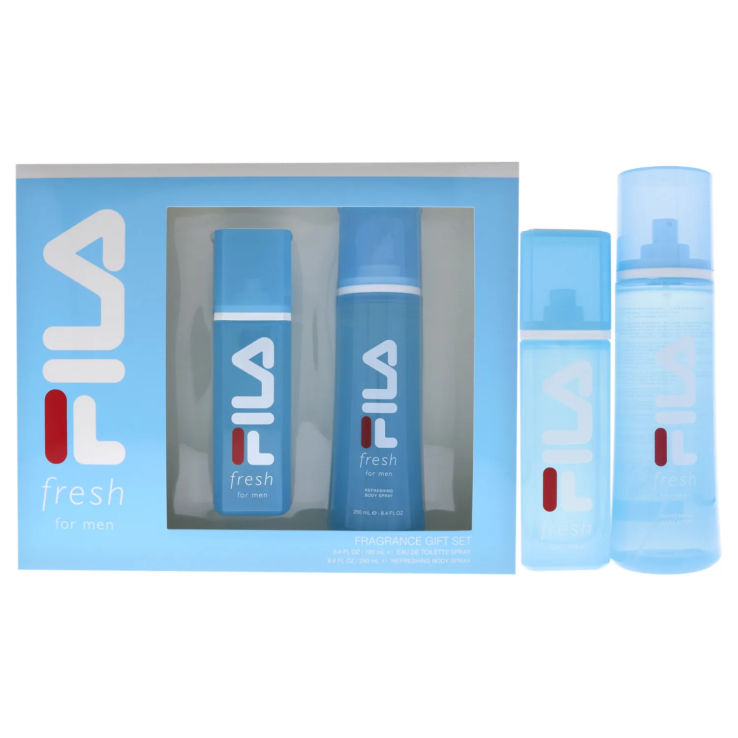Fila Fragrance Giftset for Men - Cool, Clean And Refreshing Fragrance And Body Mist - Extra Strength, Long Lasting Scent Payoff - Trendy, Rectangular, Streamlined, Portable Bottle Design - 2 Pc
