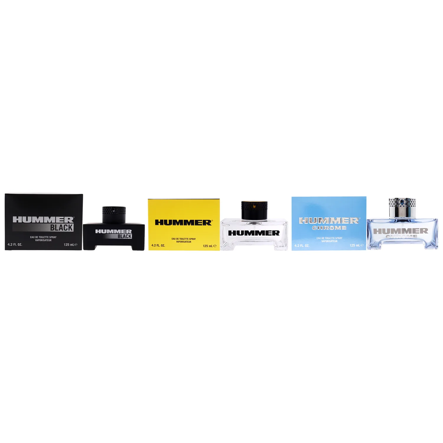 Hummer Kit for Men - 3 Pc Kit 4.2 oz EDT Spray,4.2oz Black EDT Spray, 4.2oz Chrome EDT Spray