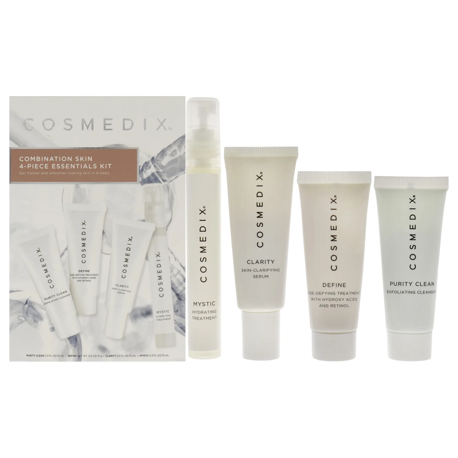 Cosmedix Combination Skin Essentials Travel Kit 15ml / 0.5 oz / 4 pc