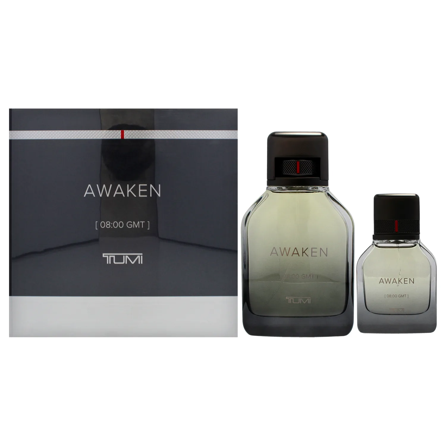 TUMI AWAKEN 08:00 GMT Gift Set - Refreshing Cologne for Men with Woody Fragrance Notes - 6.7 oz & 1.0 oz Eau de Parfum