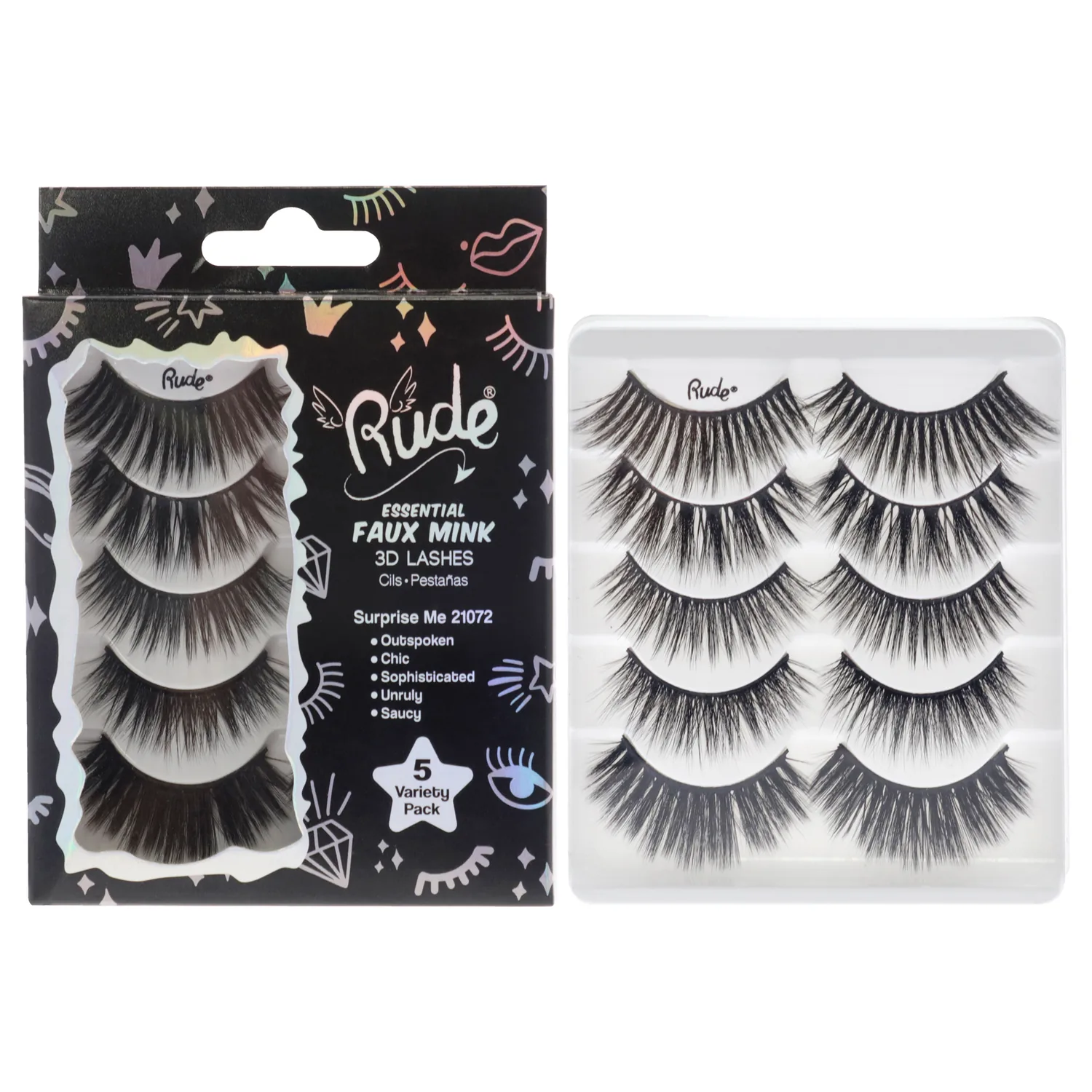 Rude Cosmetics Essential Faux Mink 3D Lashes - Surprise Me False Eyelashes