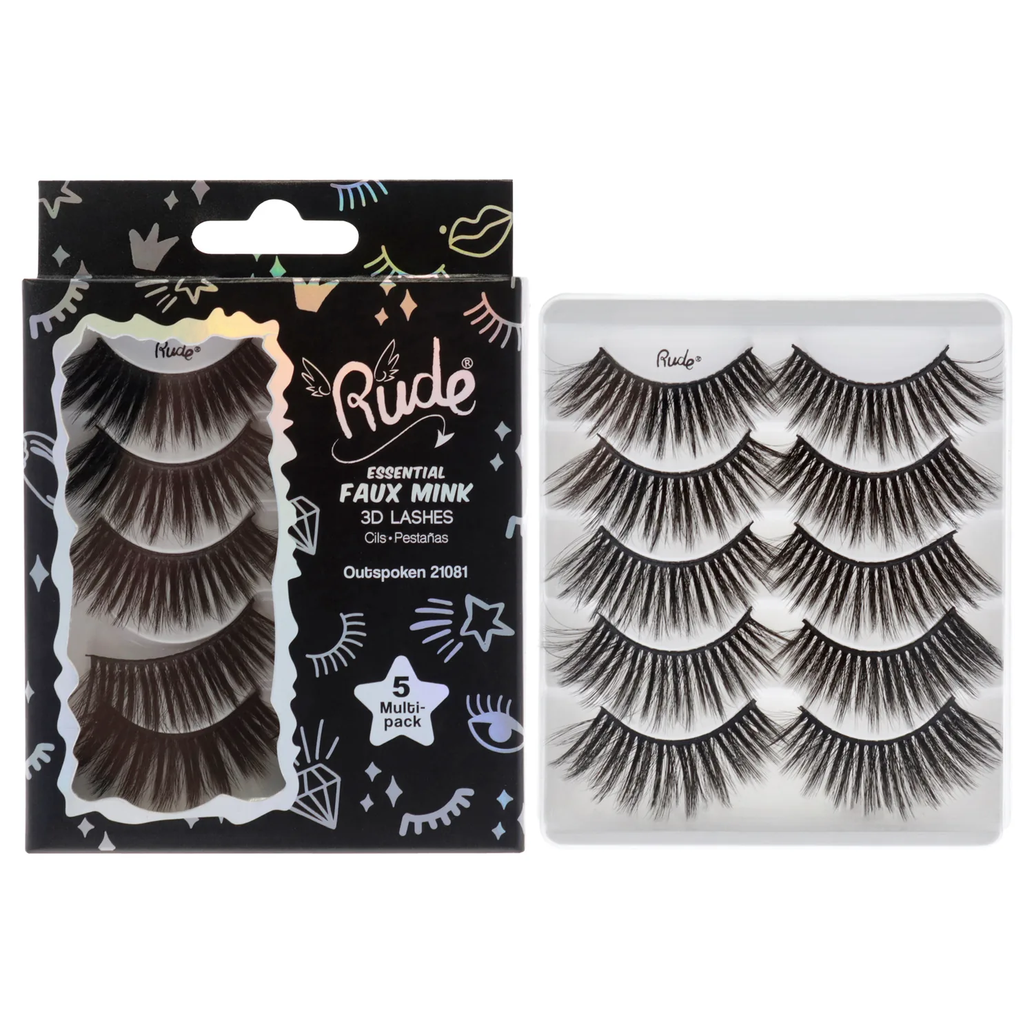 Rude Cosmetics Essential Faux Mink 3D Lashes - Outspoken False Eyelashes