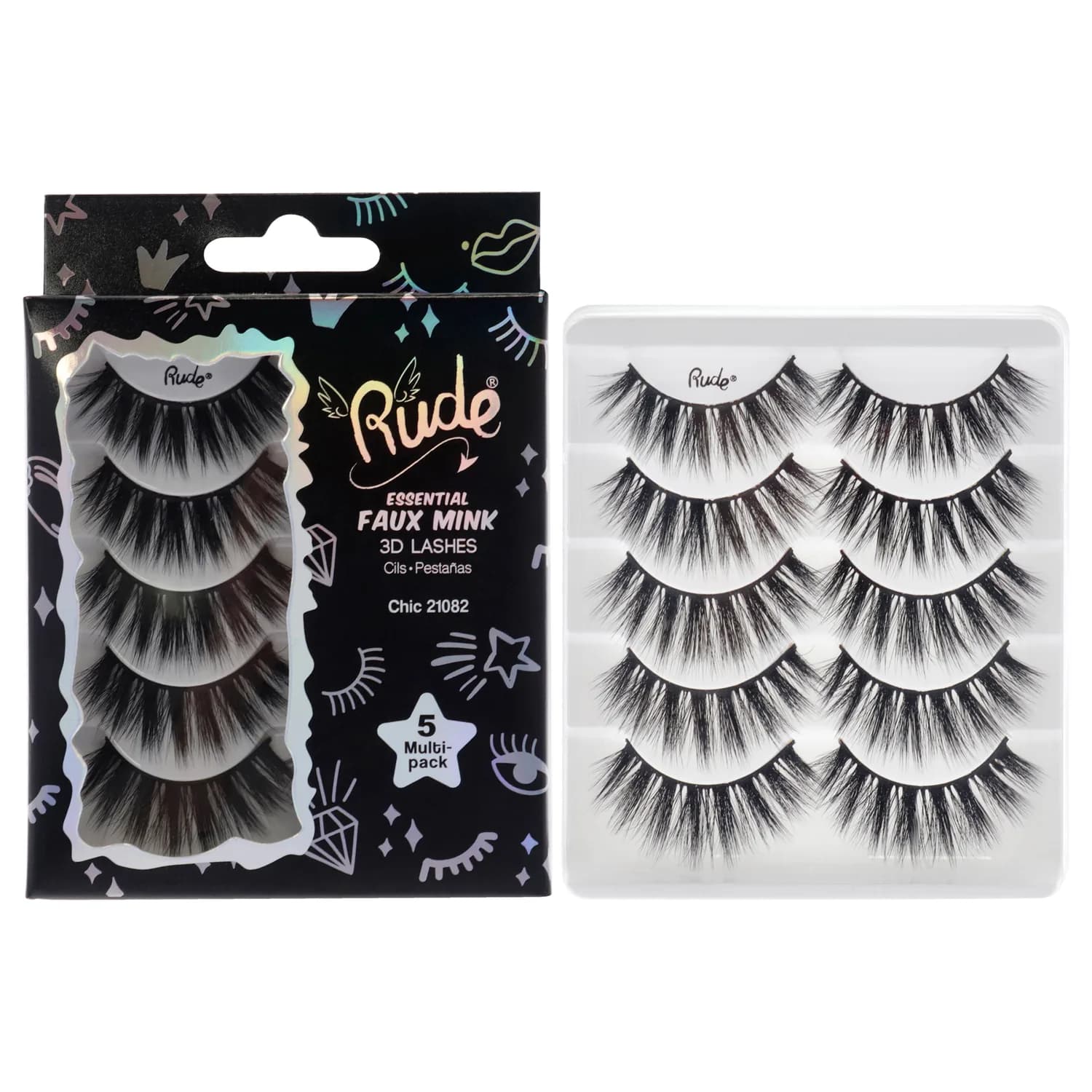 Rude Essential Faux Mink 3D Lashes - Chic False Eyelashes