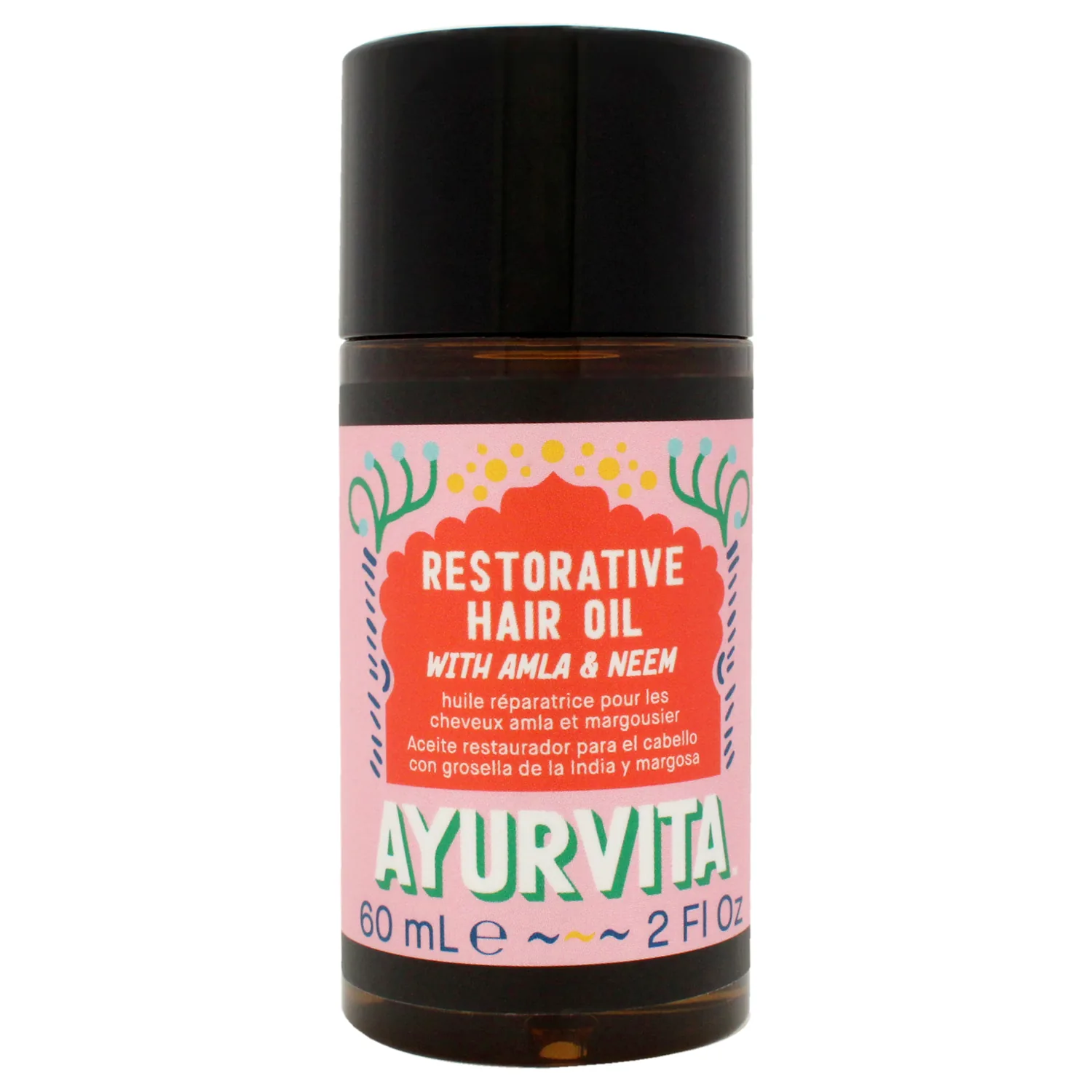 AyurVita Restorative Hair Oil - Amla for Strengthening & Neem for Preventing Dryness and Dandruff - For Dry, Damaged Hair Growth - For Men & Women - 2 fl oz