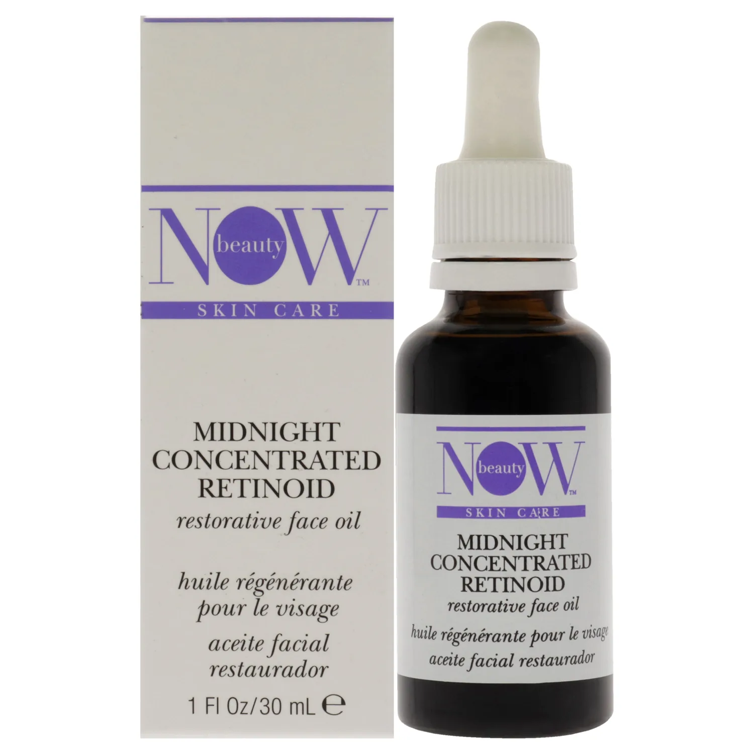 NOW Beauty Midnight Concentrated Retinoid Restorative Face Oil - Anti-Aging face Oil - Overnight Skin Care Smooths & Plumps - Vegan - Paraben & Sulfate Free - Travel Size - For Men & Women - 1 oz