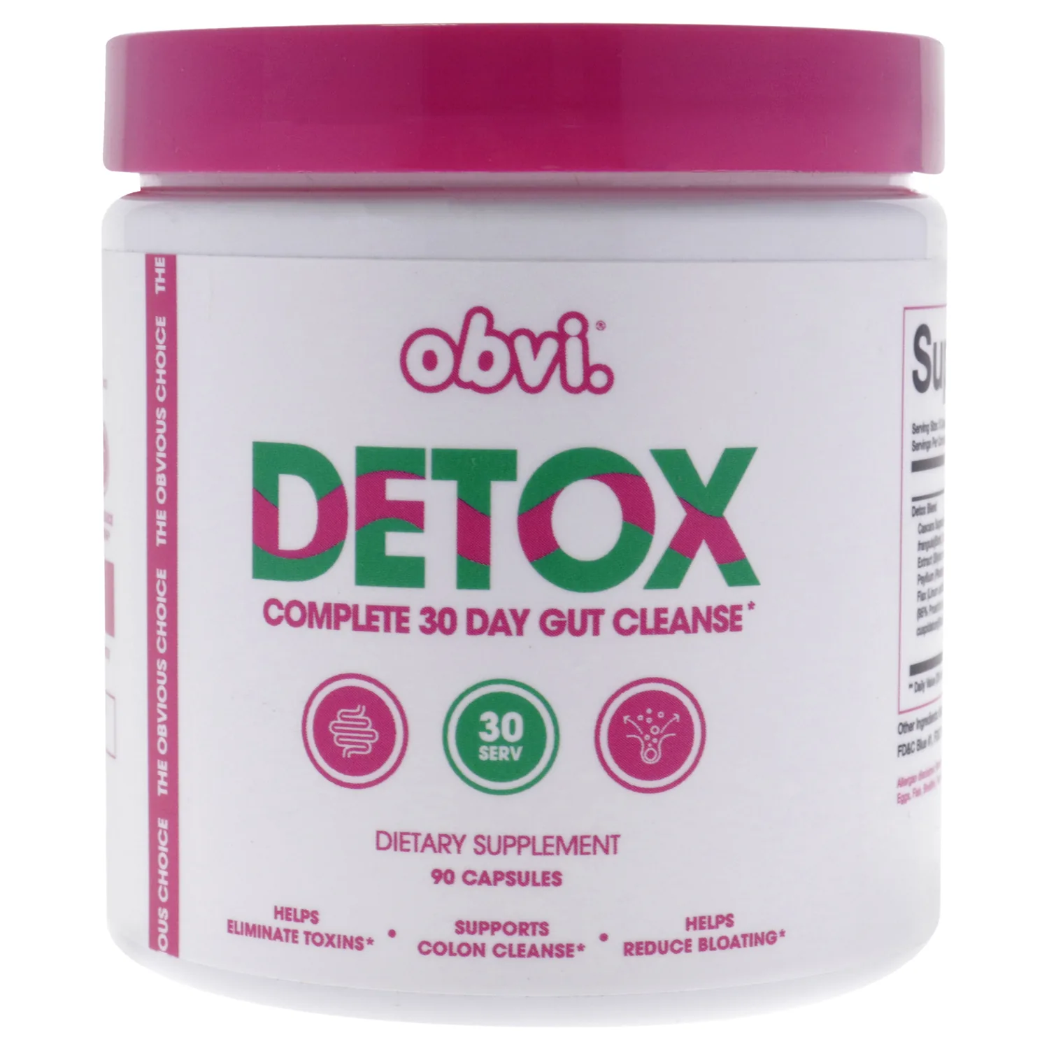 Obvi Detox Colon Cleanse Supplement | Promotes Digestive and Gut Health, Bloating Relief, Helps Remove Toxins | Immune Support with Milk Thistle, Psyllium Husk, Senna Leaf | 90 Capsules | 30 Servings