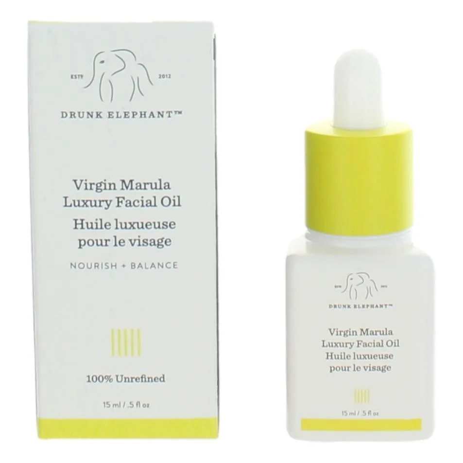 Drunk Elephant Virgin Marula Luxury Facial Oil - 15 ml/.5 fl oz - Face Oil - Clean Clinical Skincare - Cruelty-Free - Dermatologist-Tested - Free of Essential Oils, Silicones, and Fragrance