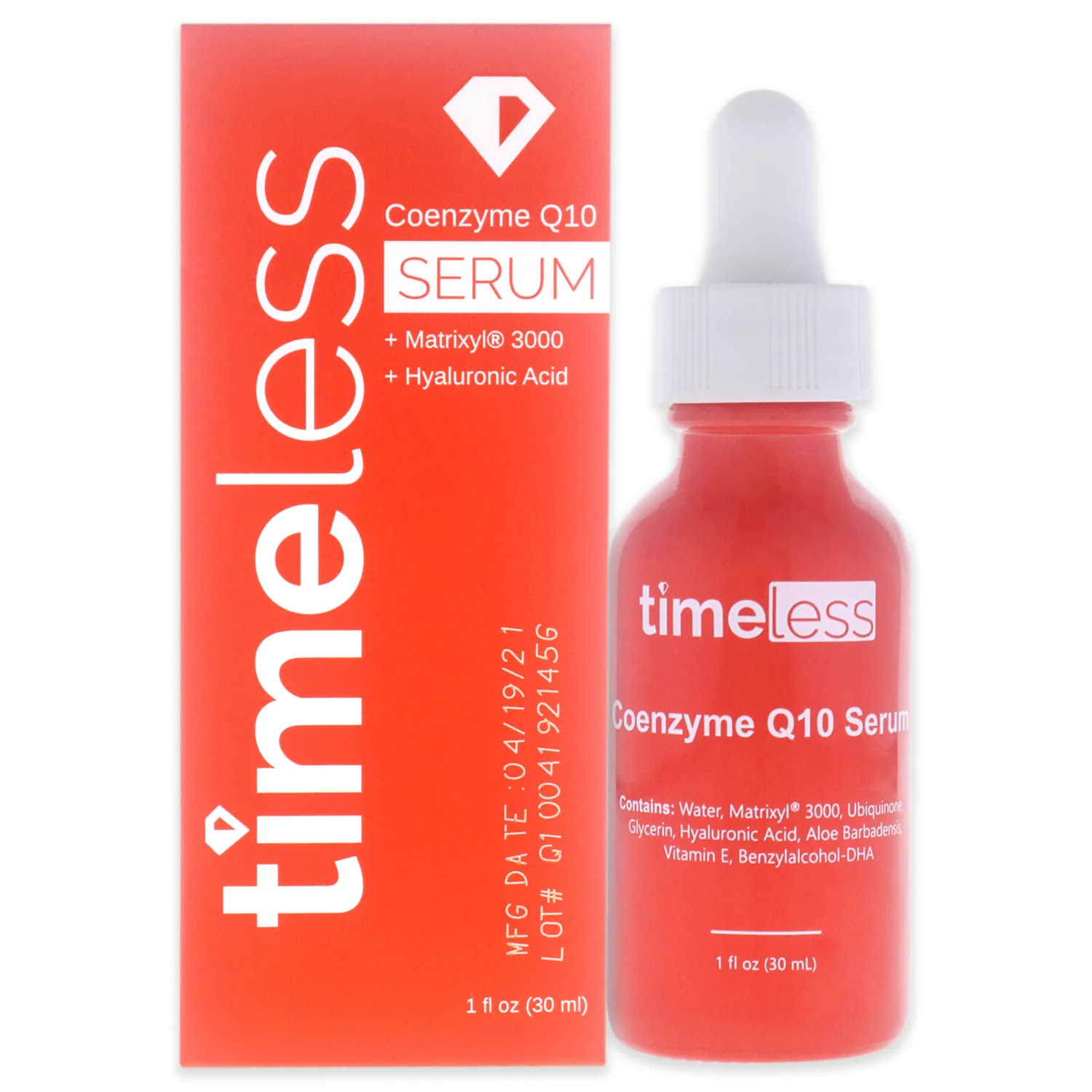 Timeless Skin Care Coenzyme Q10 Serum - Skin Care Serum for Smoothing - Fragrance-Free - Coenzyme Q10 - with Hyaluronic Acid - 1 oz