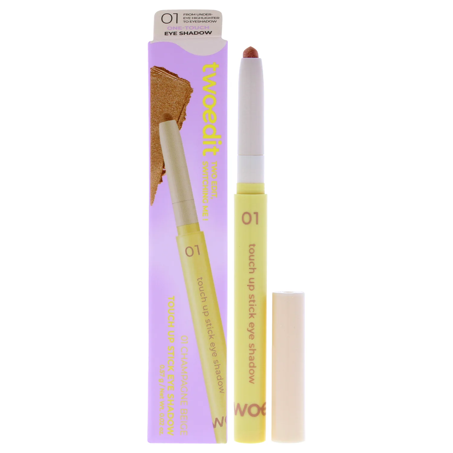 Touch Up Stick Eye Shadow - 01 Campagne Beige by Two Edit for Women - 0.02 oz Eye Shadow