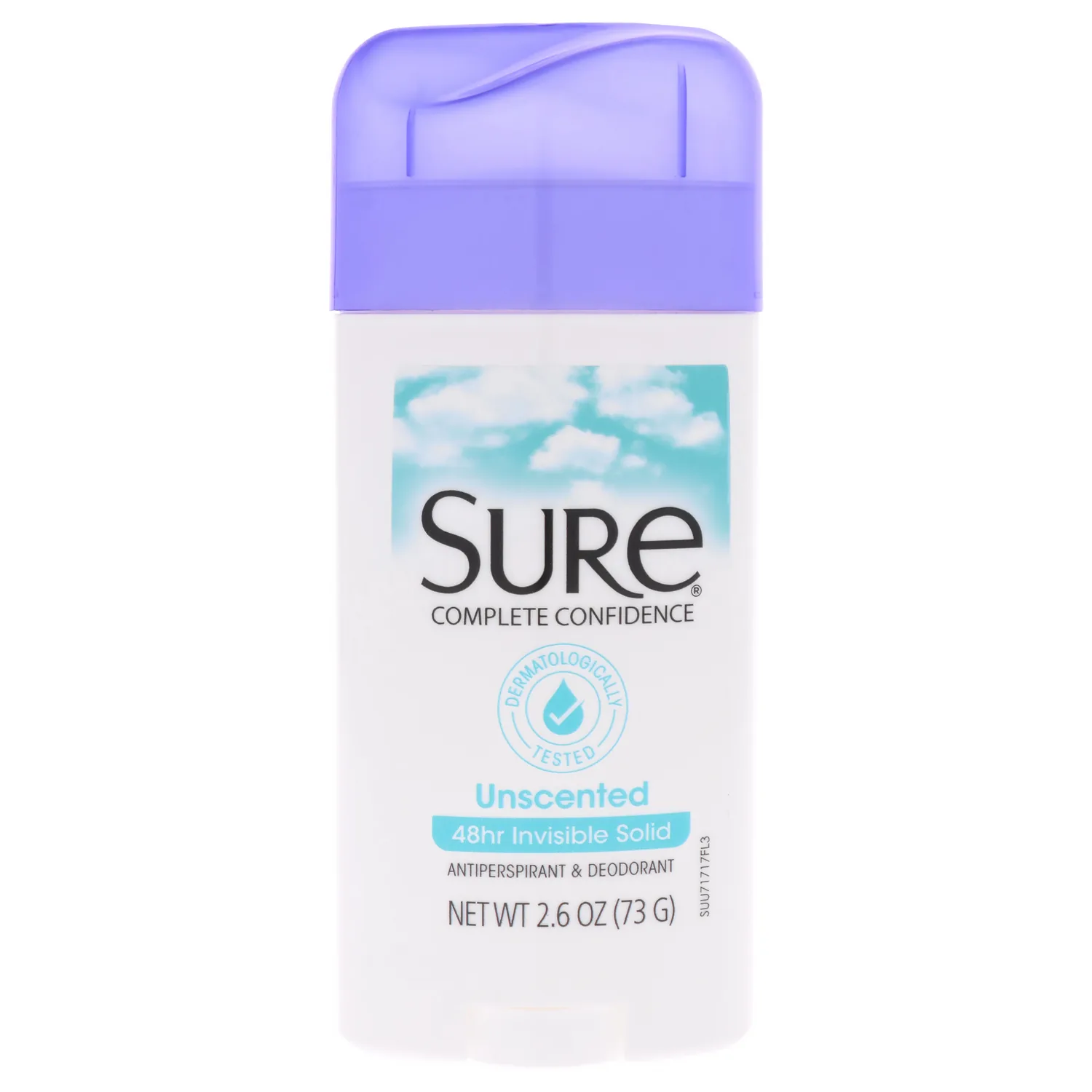 Sure Invisible Solid Deodorant, 2 Count, Reduces Underarm Wetness, Unscented