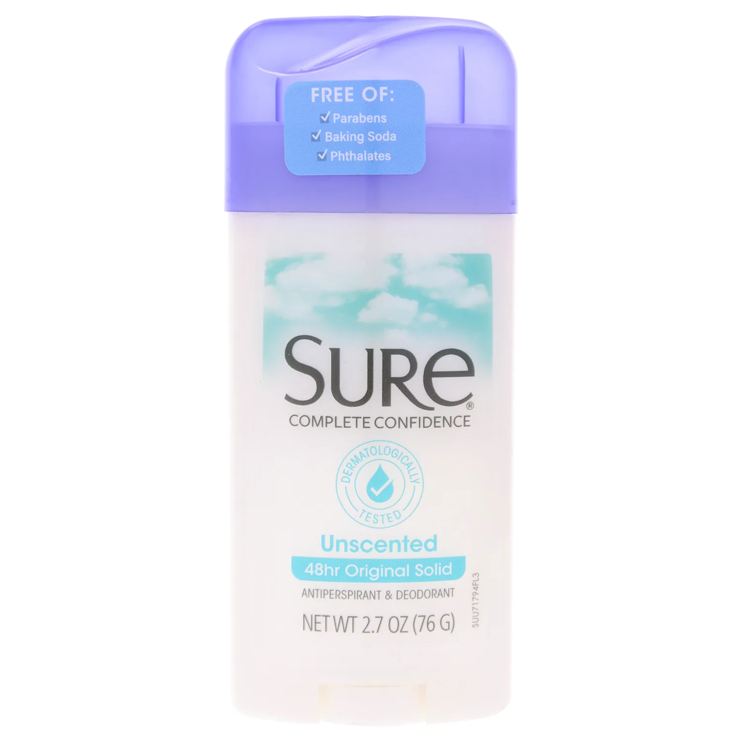 Sure Deodorant 2.7 Ounce Original Solid Unscented (79ml) (Pack of 1)