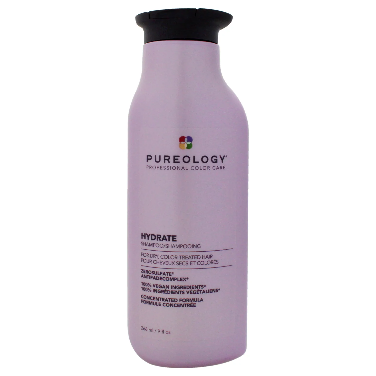 Pureology Hydrate Shampoo - For Dry or Color-Treated Hair, Intense Hydration & Softness, With Rose Extract & Green Tea, Vegan & Sulfate-Free, 9 Fl Oz