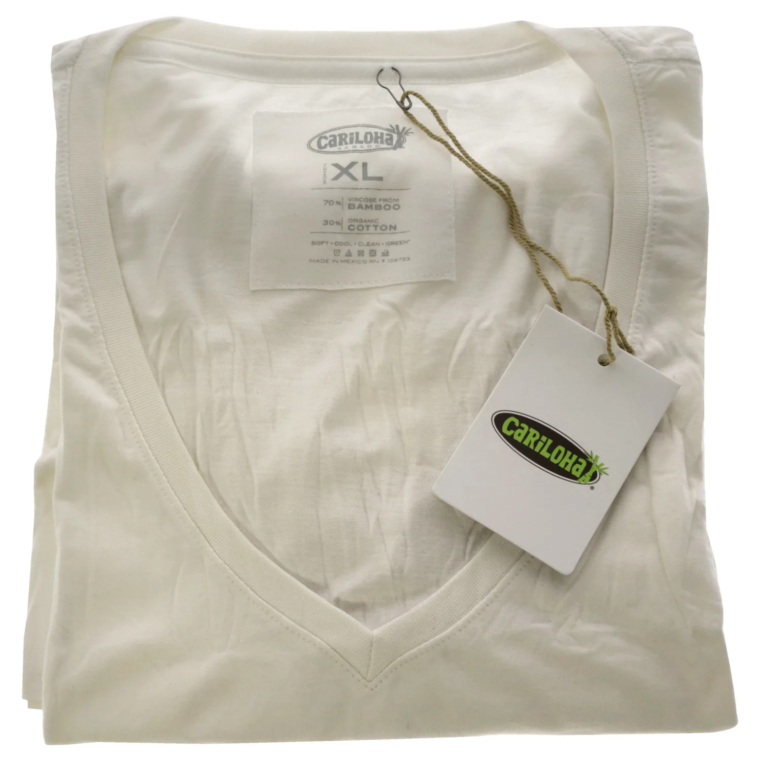 Cariloha Bamboo V-Neck Tee - White for Women