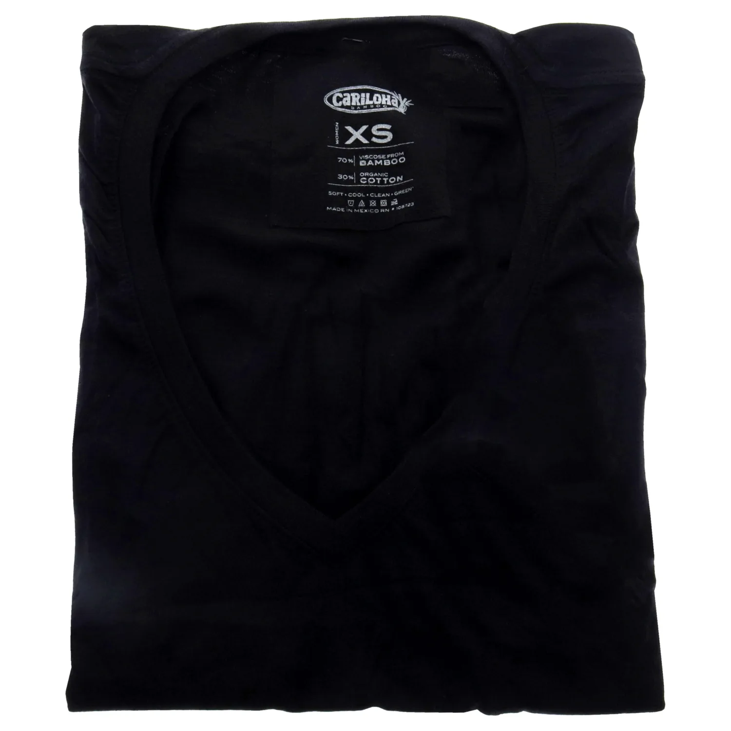 Cariloha Women's Bamboo-Viscose V-Neck Tee - Cooling, Moisture Wicking Short Sleeve Shirt - X-Small - Black