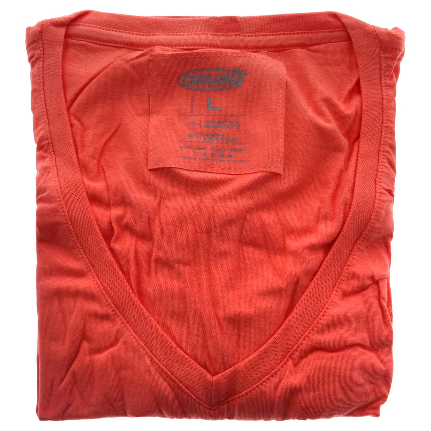 Cariloha Bamboo-Viscose V-Neck Tee - Sunkissed Coral for Women
