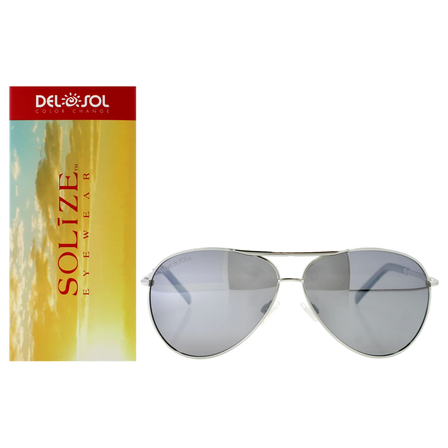 Del Sol Solize Color-Changing Sunglasses - Paradise Found - Silver-Blue for Unisex