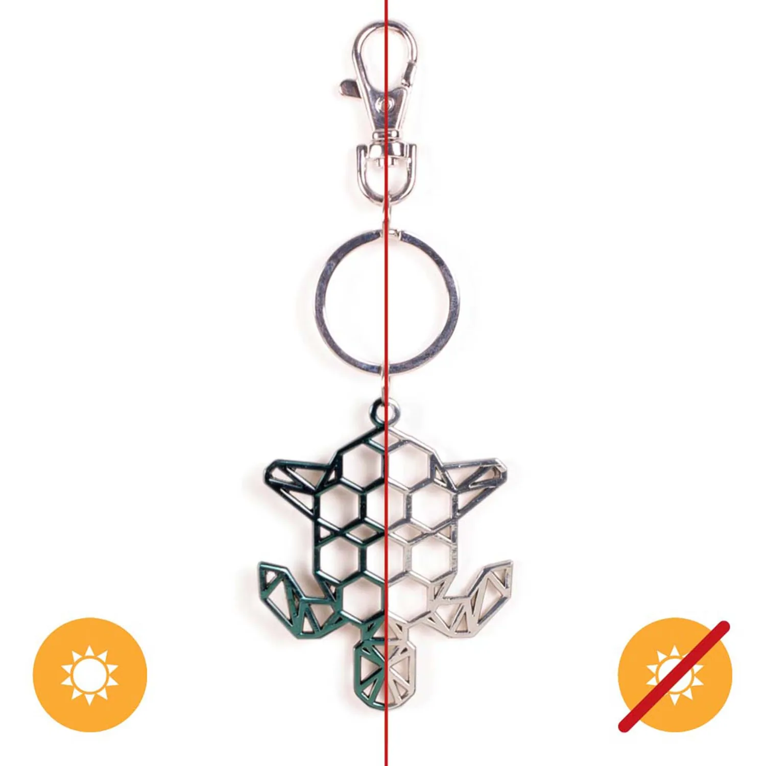 DelSol Color-Changing Key Chain Metal Turtle - Green for Women