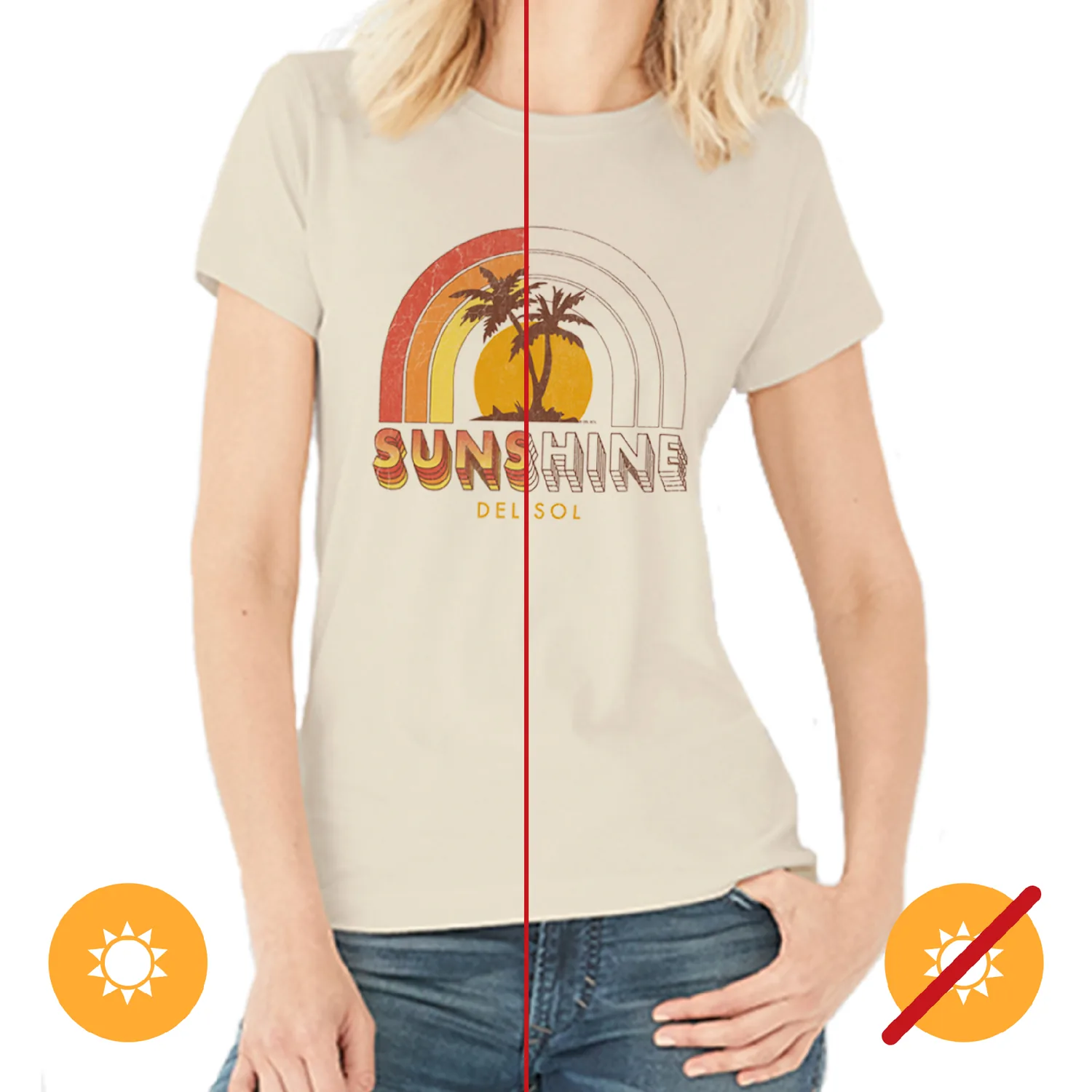Del Sol Color Changing Women's Boyfriend Tee - Sunshine, Natural, Size M