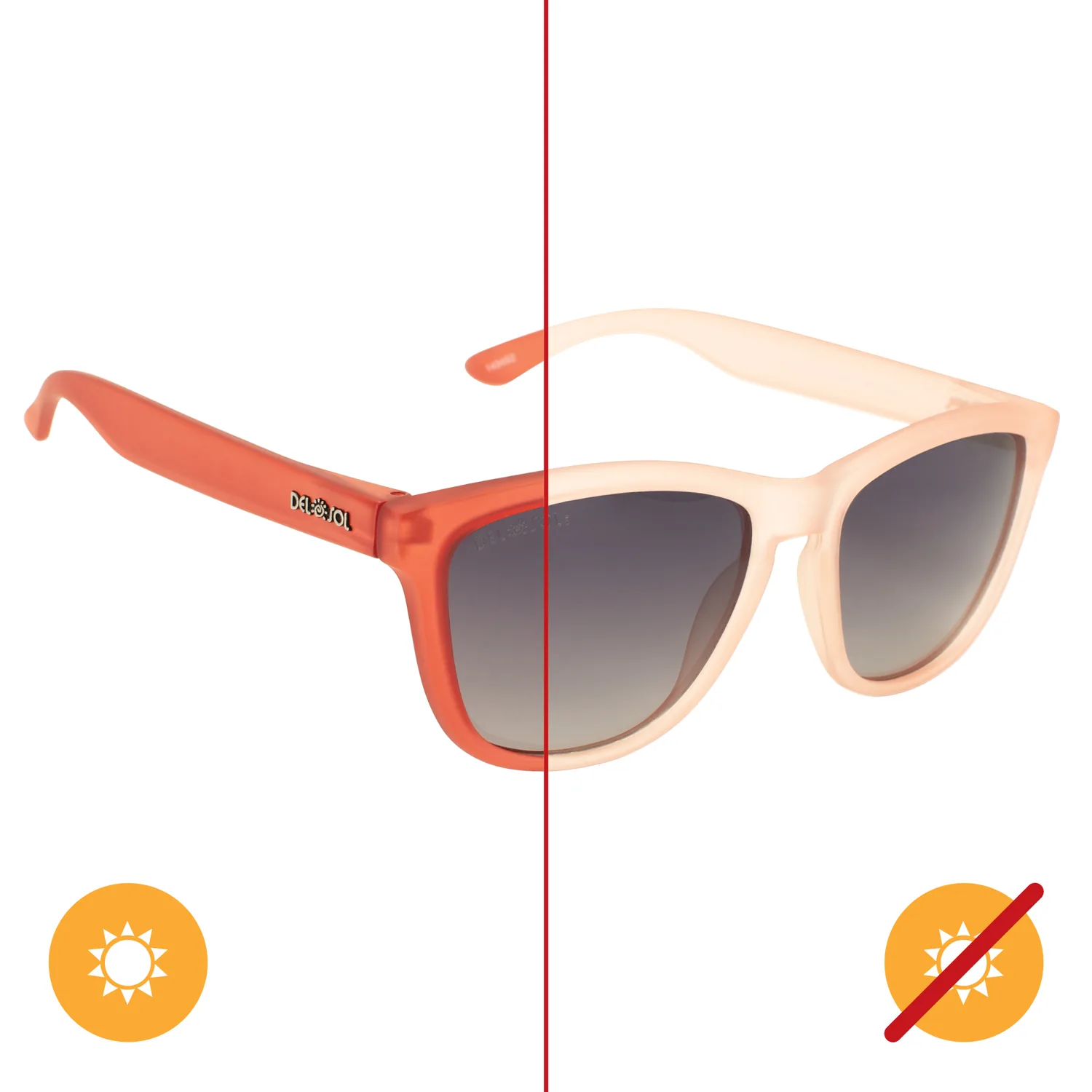 Del Sol Solize Can You Feel It - Frosted Pink to Red Sunglasses for Women