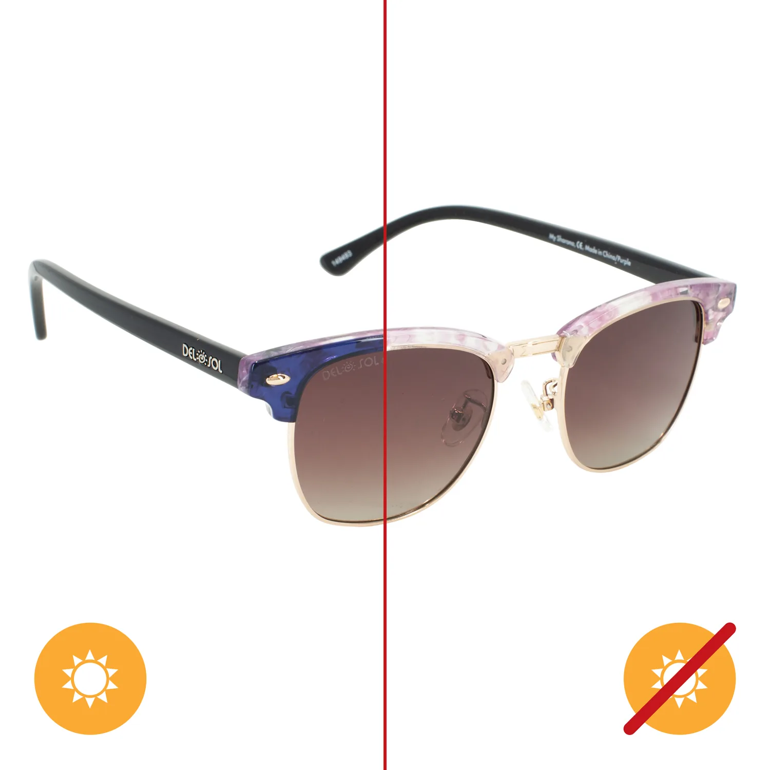 Del Sol Solize Color-Changing Sunglasses, 100% UVA and UVB Blocking Protection