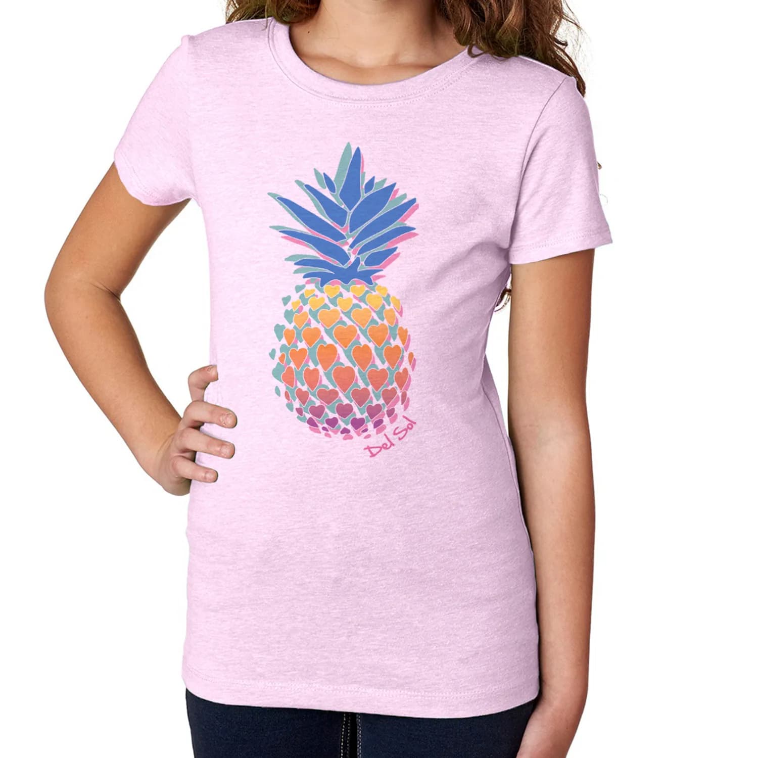 DelSol Color Changing Crew Tee - Pineapple Love, Lilac for Girls