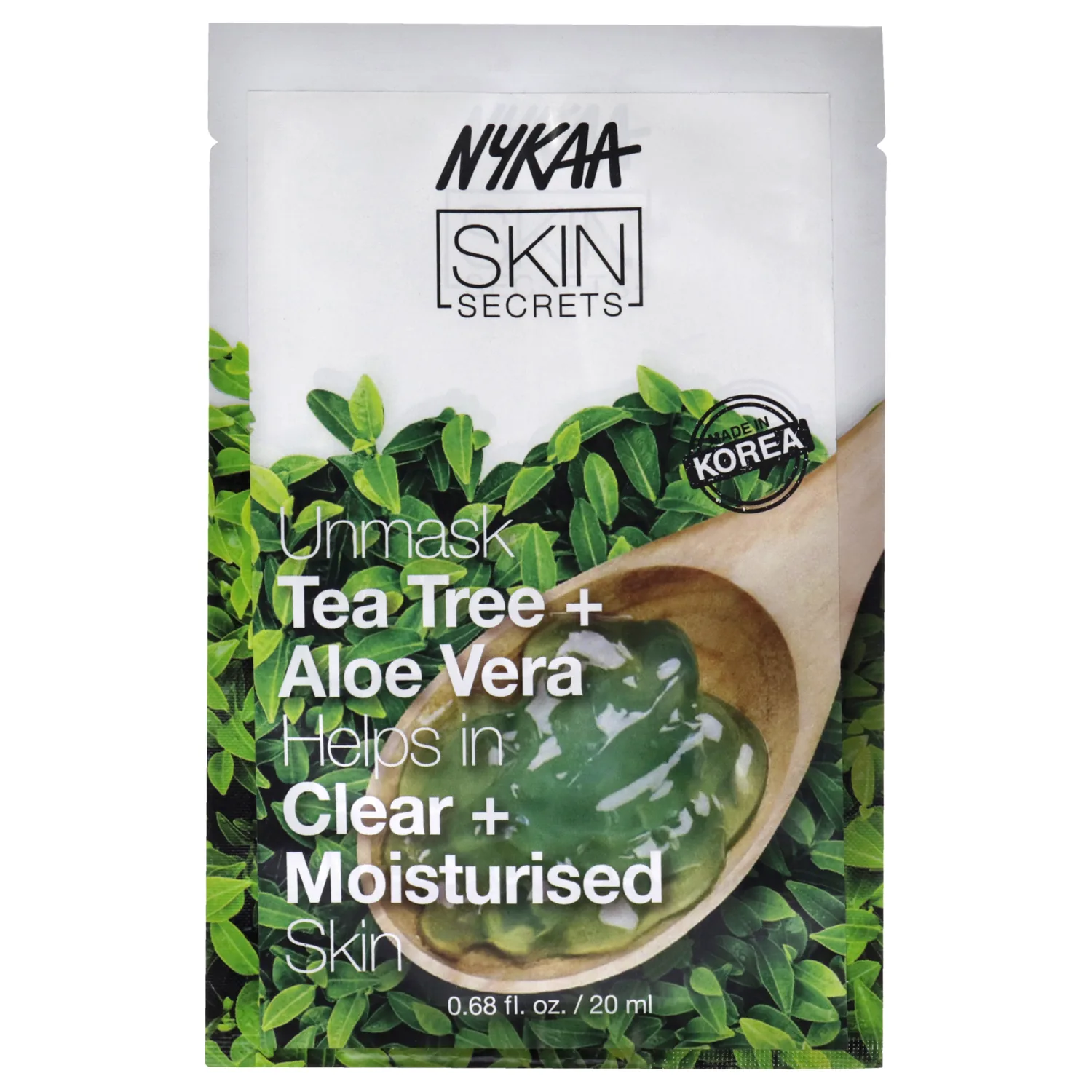 Nykaa Naturals Skin Secrets - Tea Tree and Aloe Vera Bubble Sheet Mask 20ml / 0.67 oz