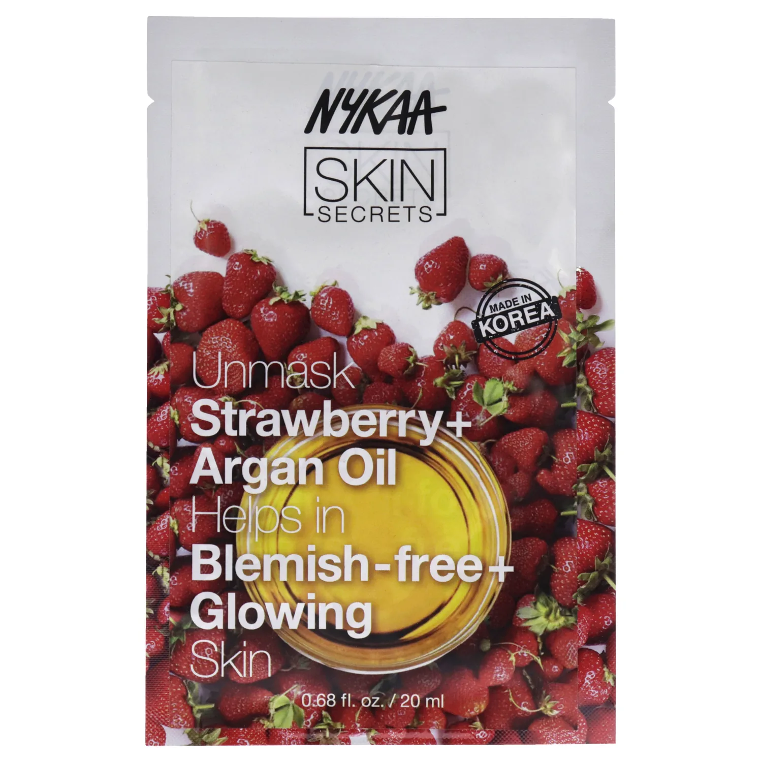 Nykaa Naturals Skin Secrets - Strawberry and Argan Oil Bubble Sheet Mask 20ml / 0.67 oz