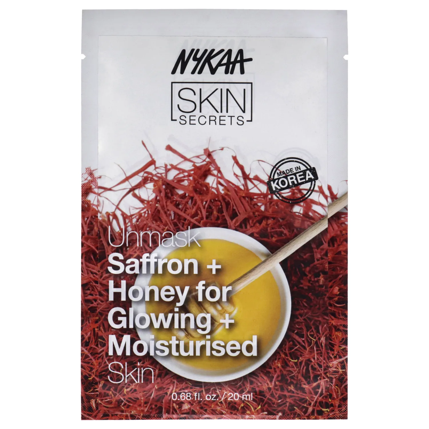 Nykaa Naturals Skin Secrets Bubble - Saffron and Honey Sheet Mask 20ml / 0.67 oz