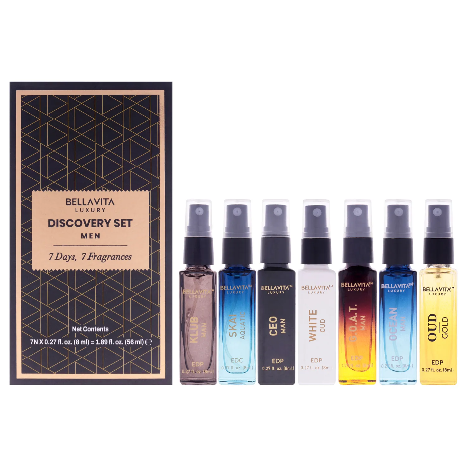 Bellavita Luxury Discovery Set Fragrance Gift Set 8ml / 0.27 oz / 7 pc for Men