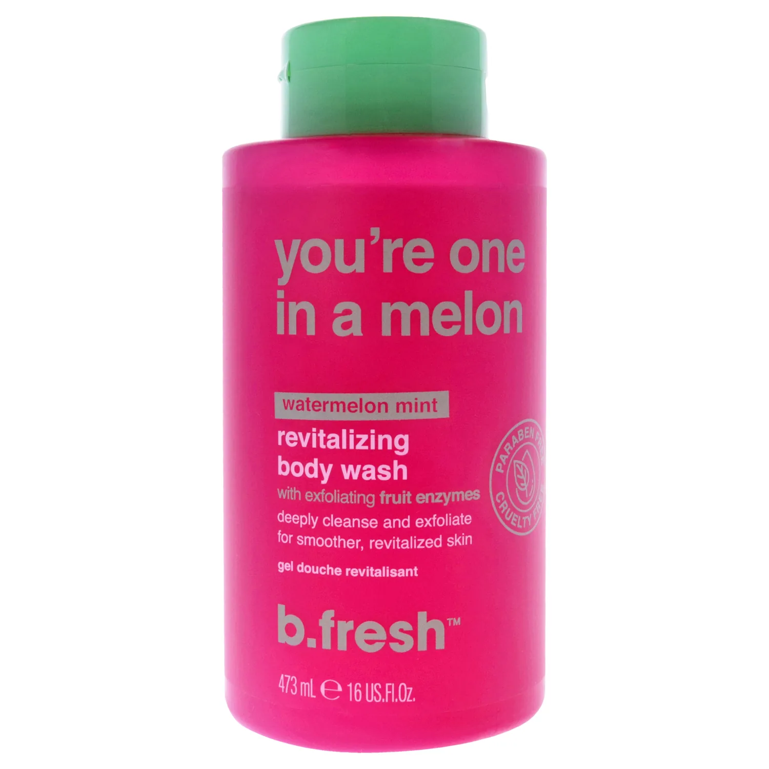 b.fresh Exfoliating Body Wash | You're One In A Melon Revitalizing Shower Gel For Women & Men - Bodywash Enhanced With Exfoliating Fruit Enzymes, Smells Like Deliciously Fruity Watermelon, 16 Fl Oz