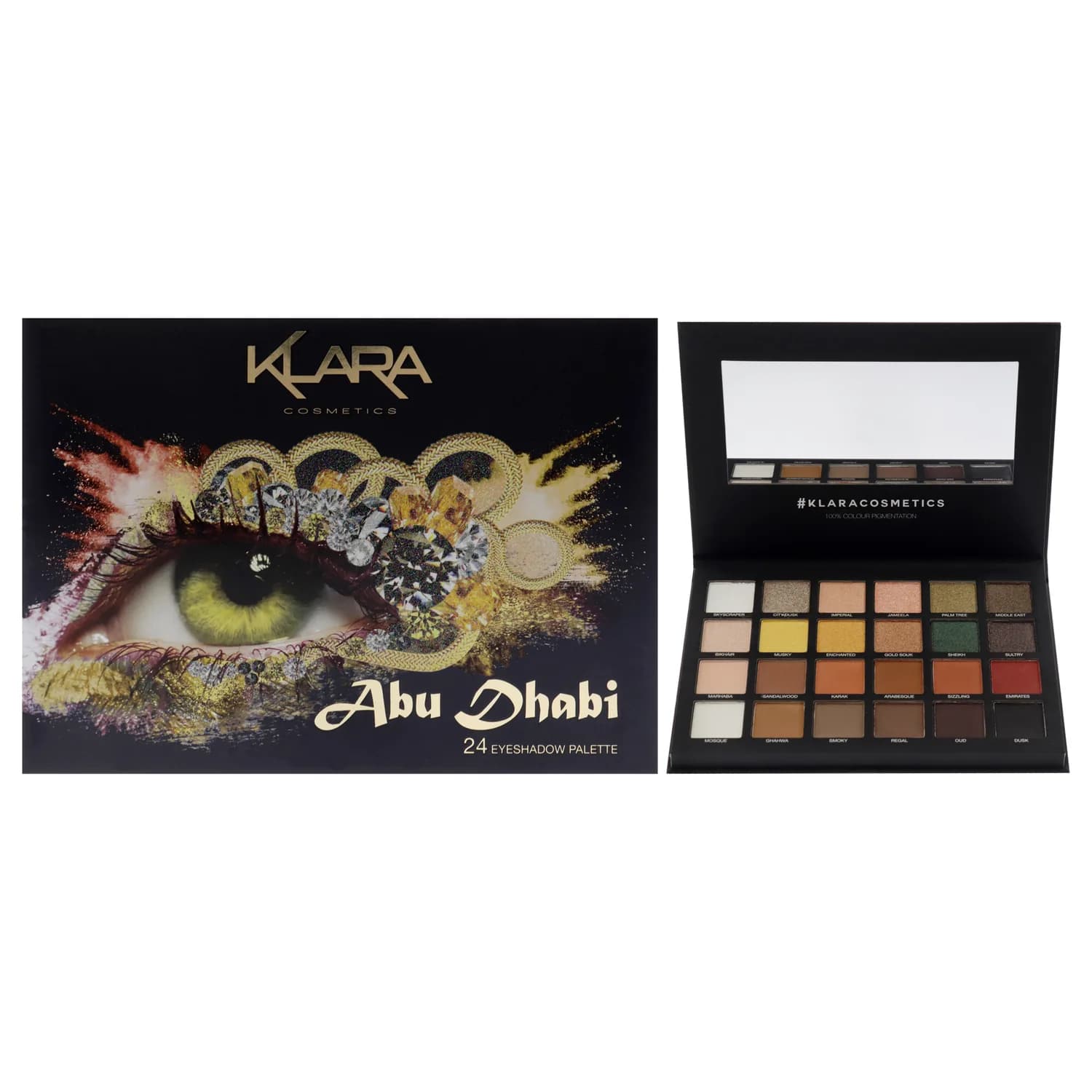 Klara Cosmetics 24 Eyeshadow Palette - Eye Makeup Palette with Matte, Shimmer and Metallic Finishes - Face Makeup Palette - Abu Dhabi - 2.5 oz