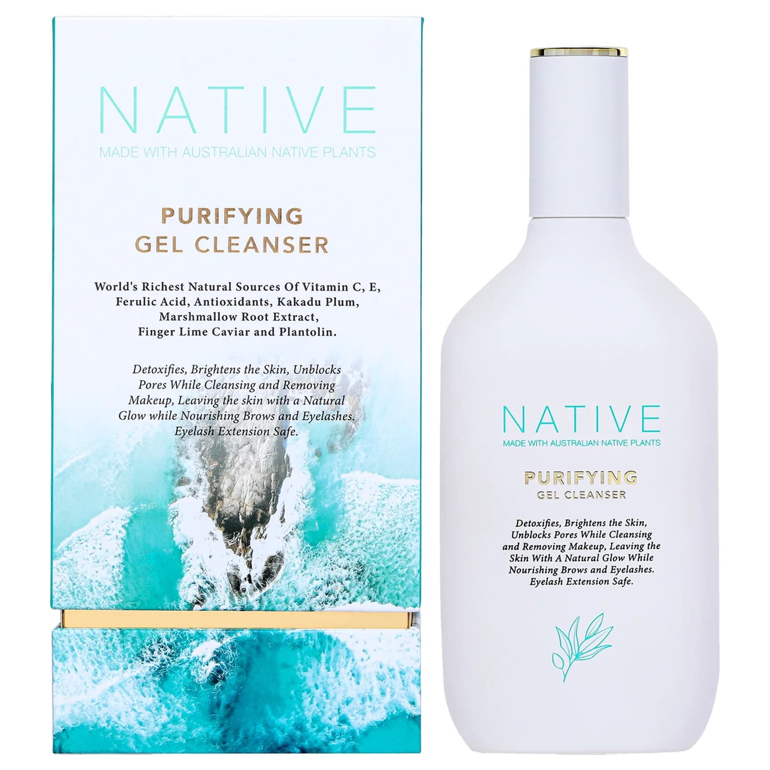 Klara Cosmetics Native Purifying Gel Cleanser - Refreshing Facial with Aloe Vera - Gentle Face Wash - Hydrating Face Cleanser - 4 oz