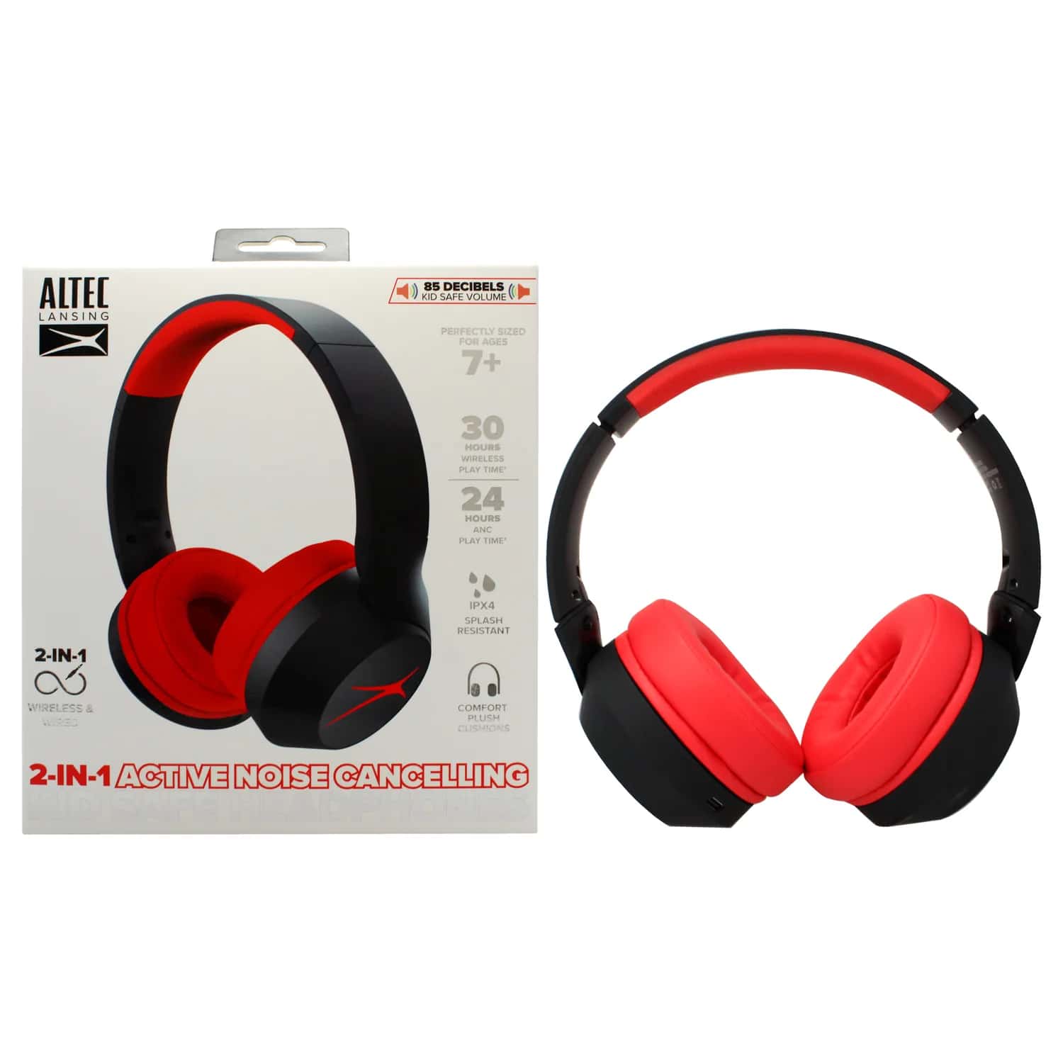 Altec Lansing Kid Safe 2-in-1 - Blackout Classic Red Active Noise