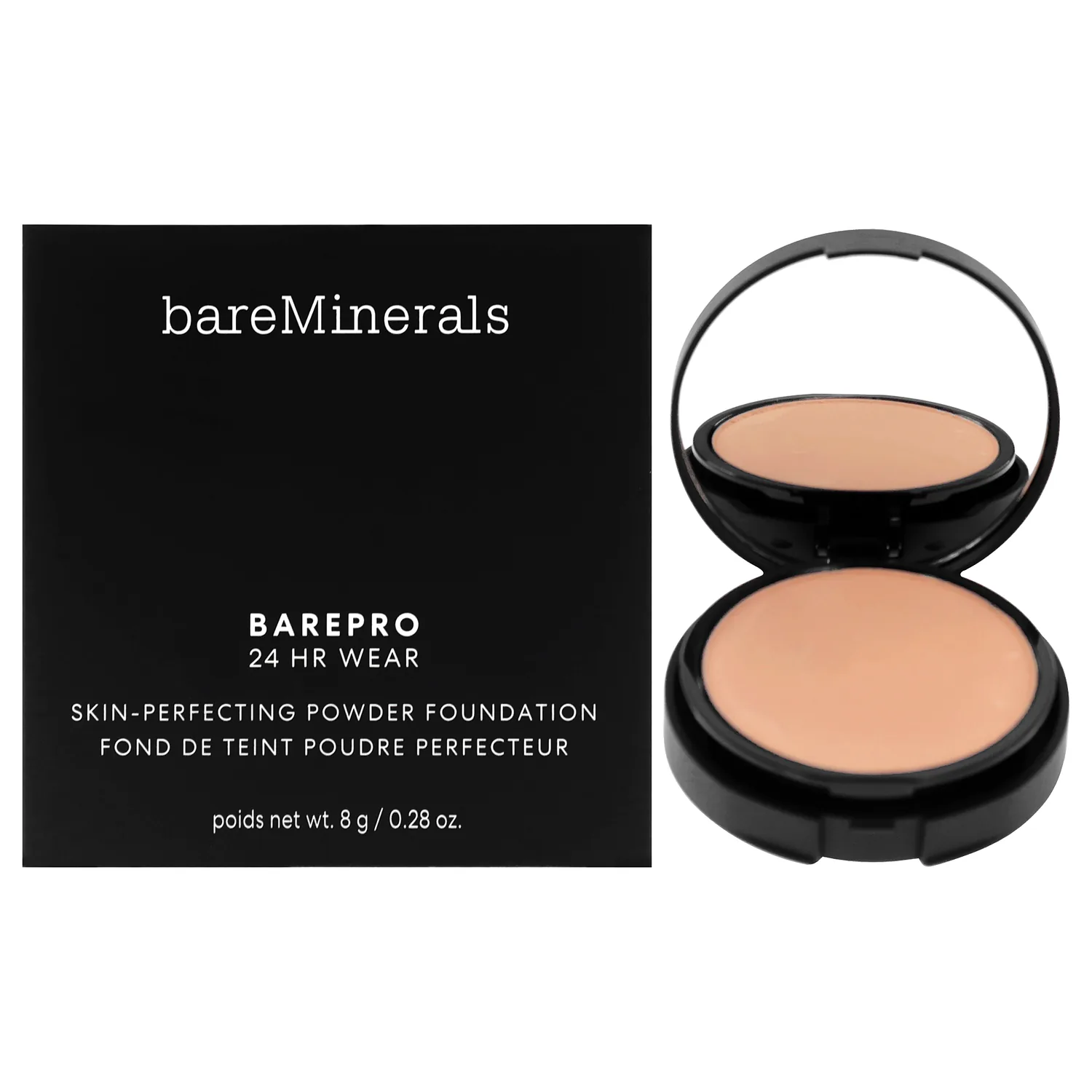 bareMinerals Barepro 24HR Skin-Perfecting Powder Foundation, Matte Pressed Powder Foundation Full Coverage with Plant-Based Squalene, Oil Control, Vegan - Medium 30 Neutral