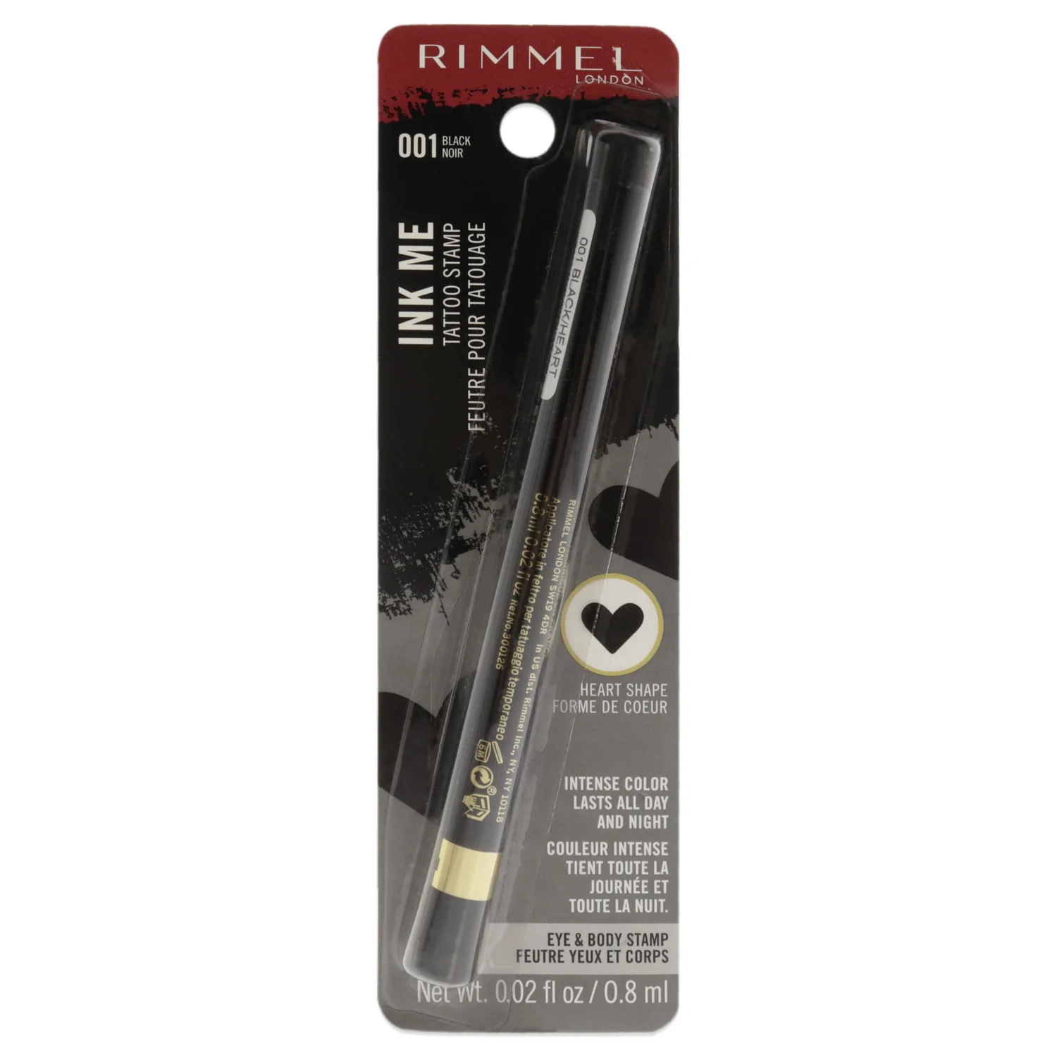 Rimmel London Ink Me Tatto Stamp Eyes and Body - 001 Black Heart Shape