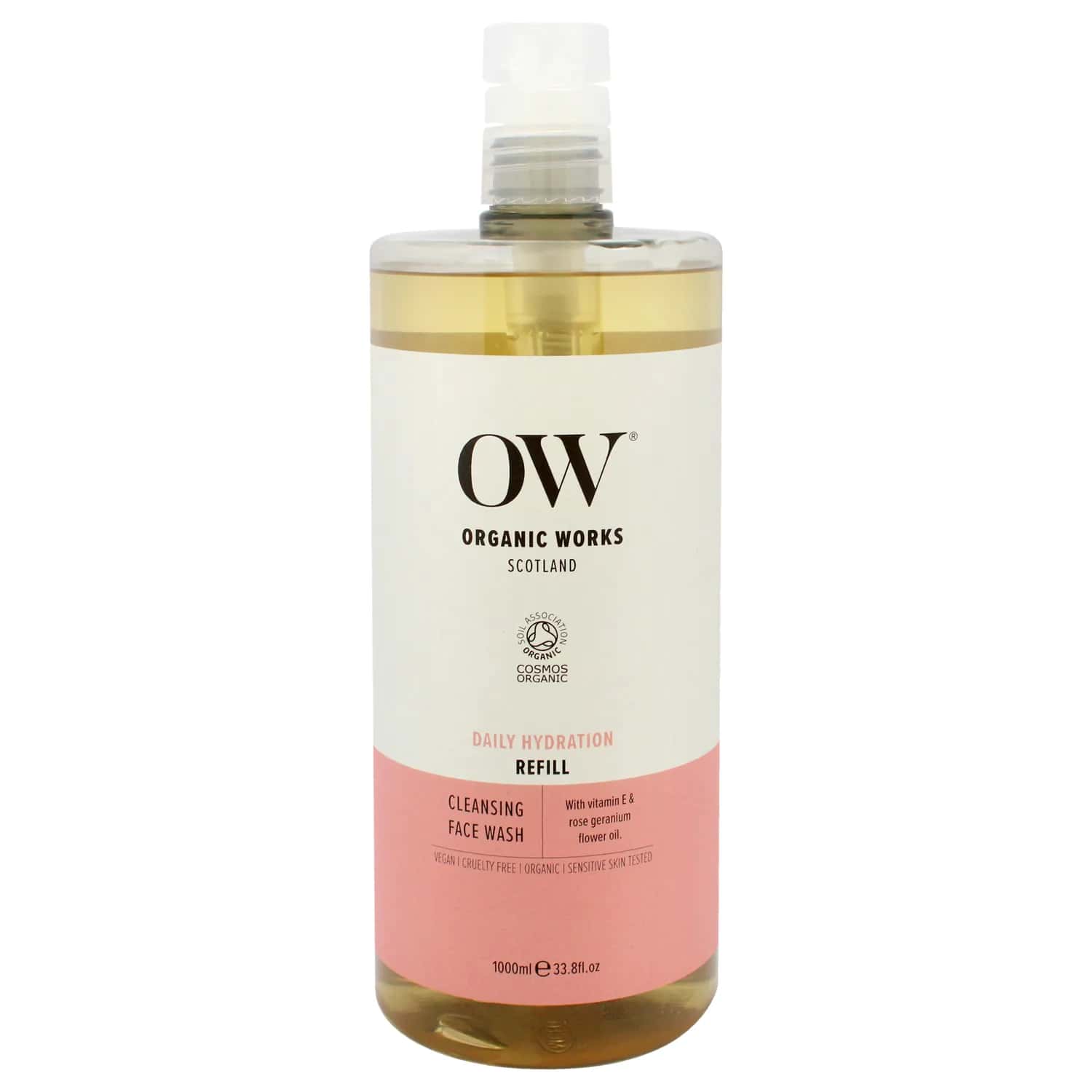 Organic Works Daily Hydration Cleansing Face Wash Facial Cleanser 1000ml / 33.8 oz