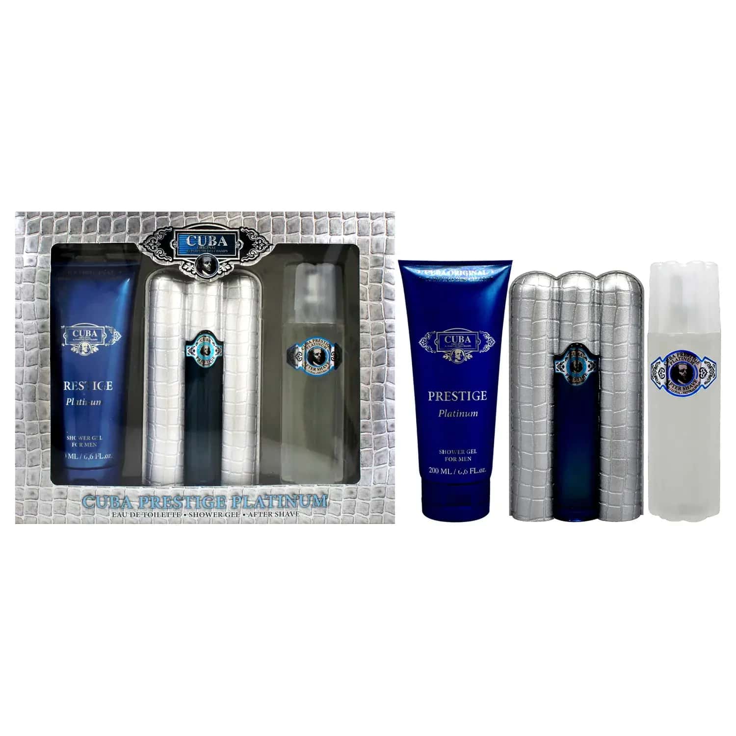 Cuba Prestige Platinum Eau de Toilette Spray Gift Set 89ml / 3 oz for