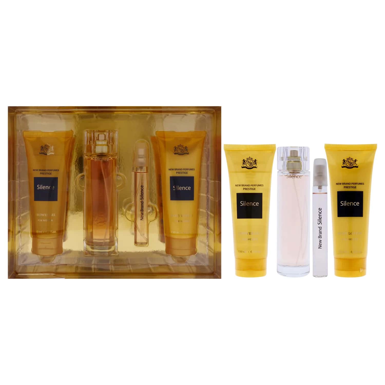 New Brand Prestige Silence Fragrance Gift Set 100ml / 3.3 oz / 4 pc for Women