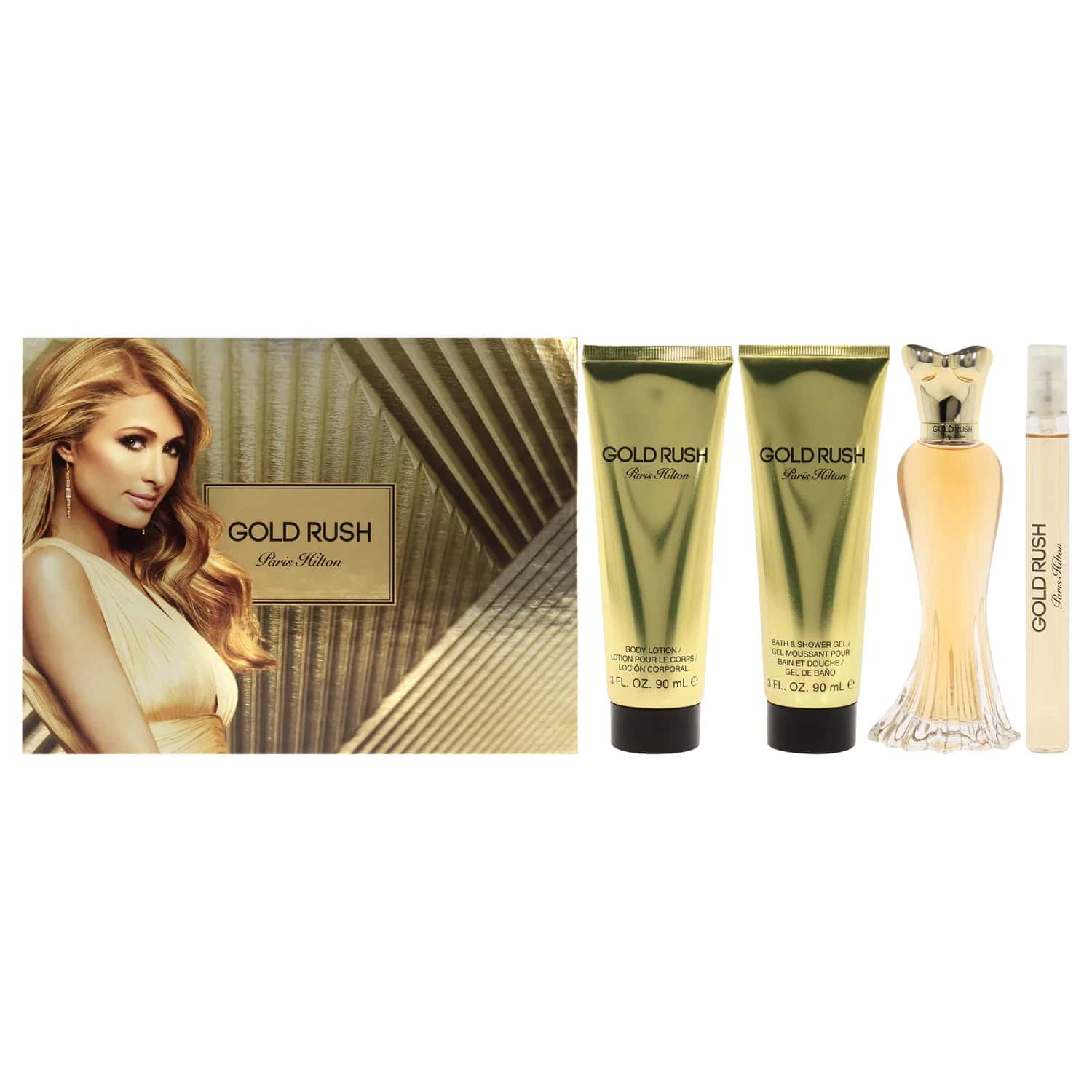 Paris Hilton Gold Rush Bath & Body Gift Set 100ml / 3.4 oz / 4 pc for