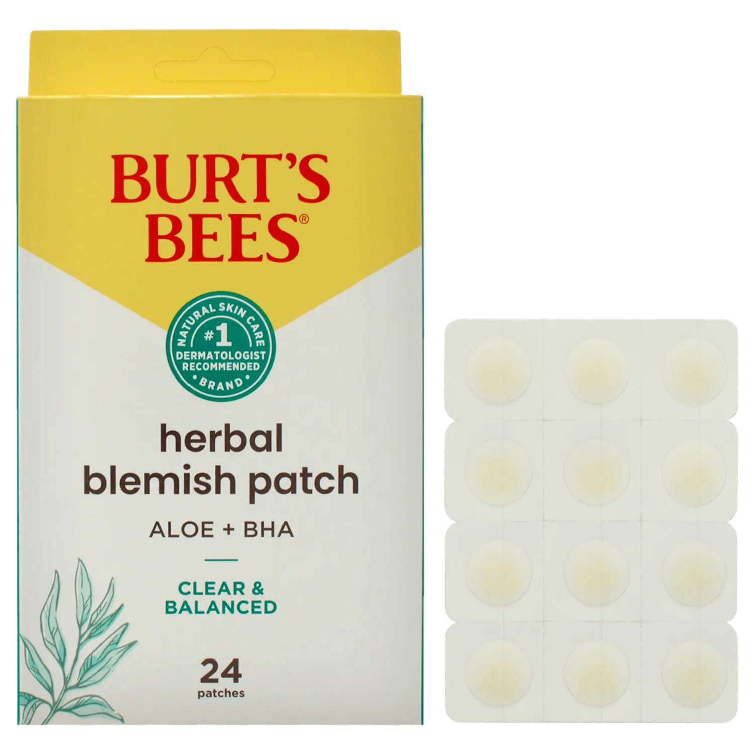 Burt's Bees Clear and Balanced Herbal Blemish Patch 24 Count
