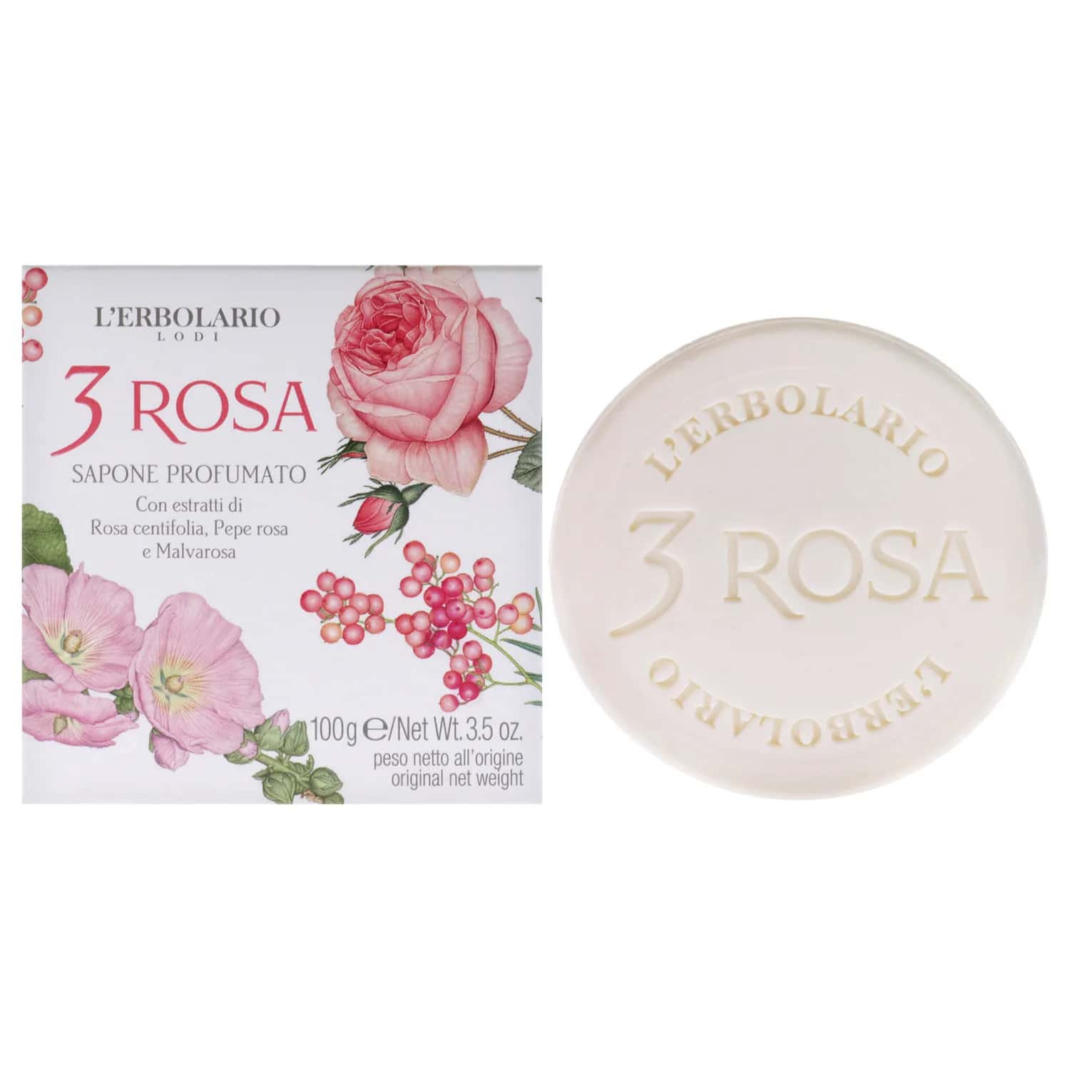 L'Erbolario Perfumed 3 Rosa Bar Soap 104ml / 3.5 oz