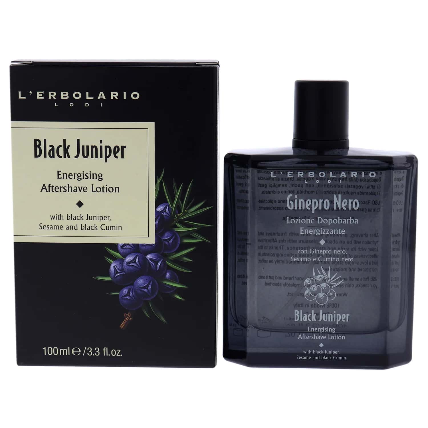 L'Erbolario Energizing Black Juniper Aftershave 3.3 oz for Unisex