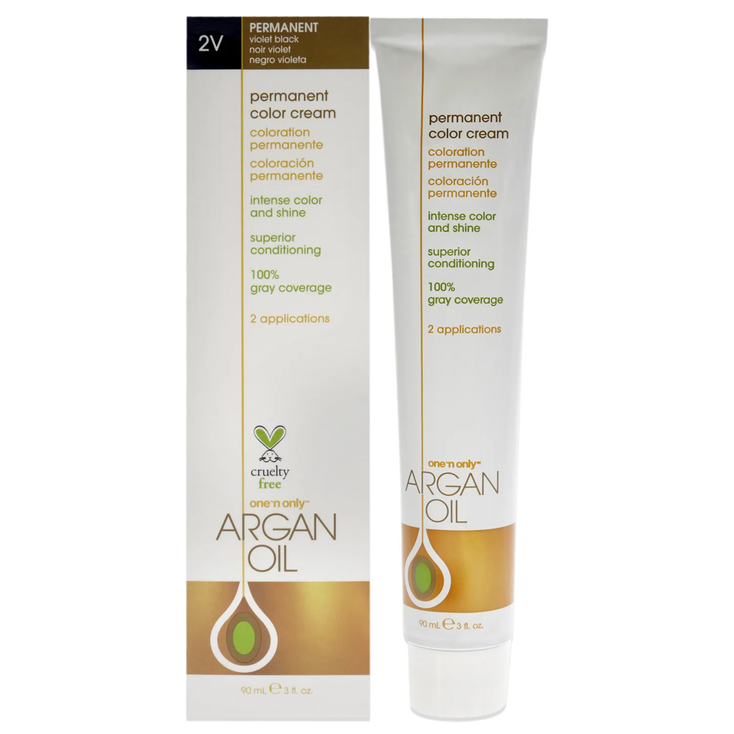 One n Only Argan Oil Permanent Color Cream - 2V Violet Black 3 oz