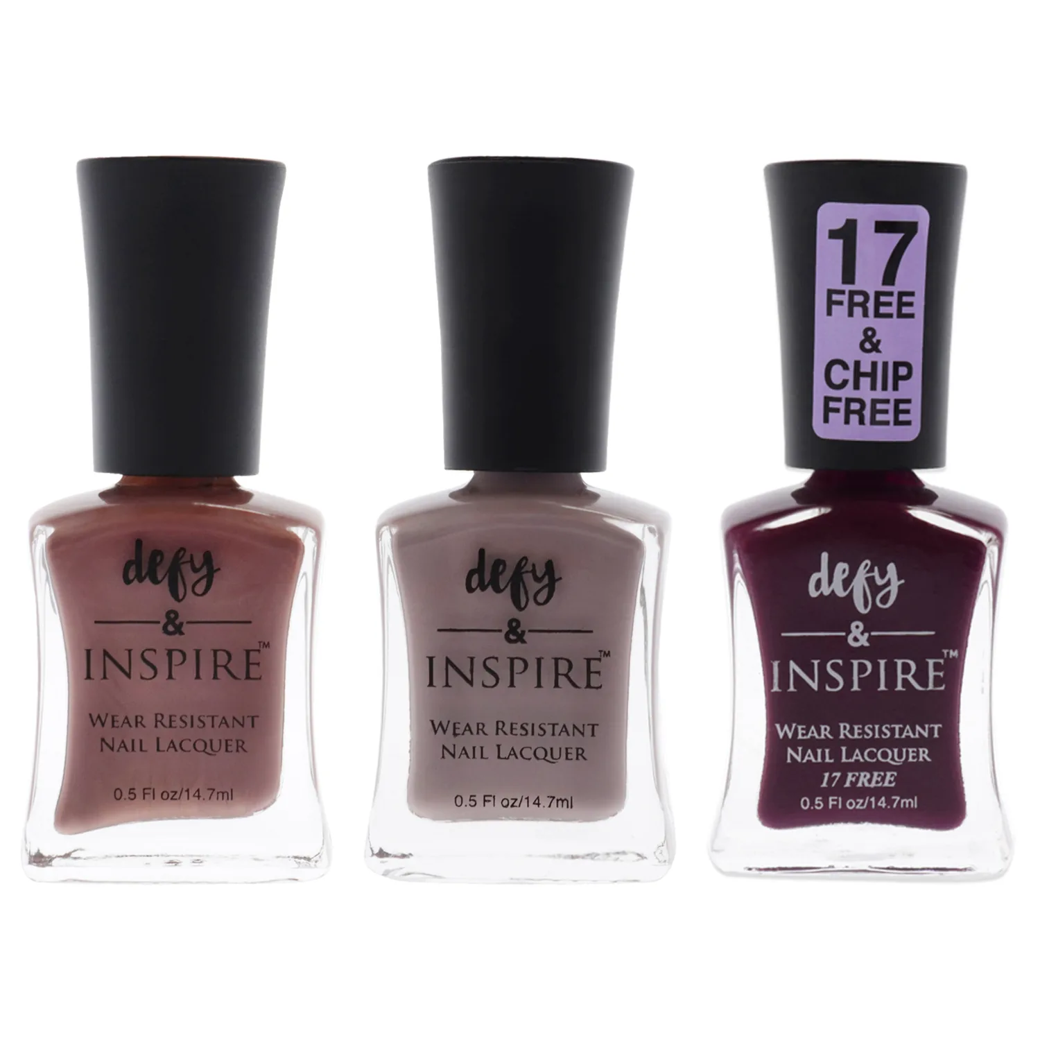 Defy and Inspire Wear Resistant Nail Lacquer Kit - 142 Behind Closed Doors, 143 Chopping Block, 230 Bridezilla 15ml / 0.5 oz (3 pc)