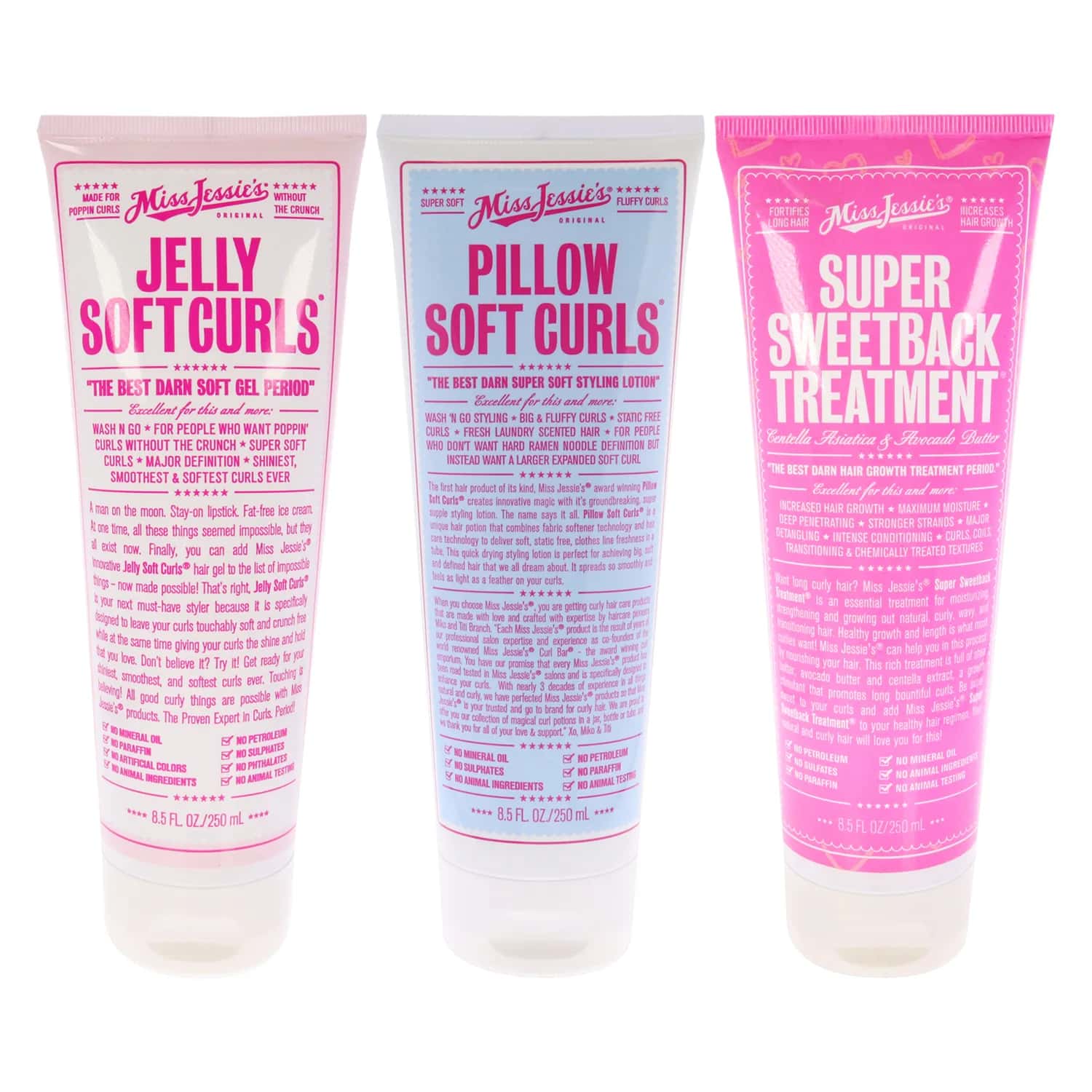 Miss Jessies Super Sweetback Treatment With Pillow Soft Curls and Jelly Soft Curl Kit Hair Care Kit 8.5 oz